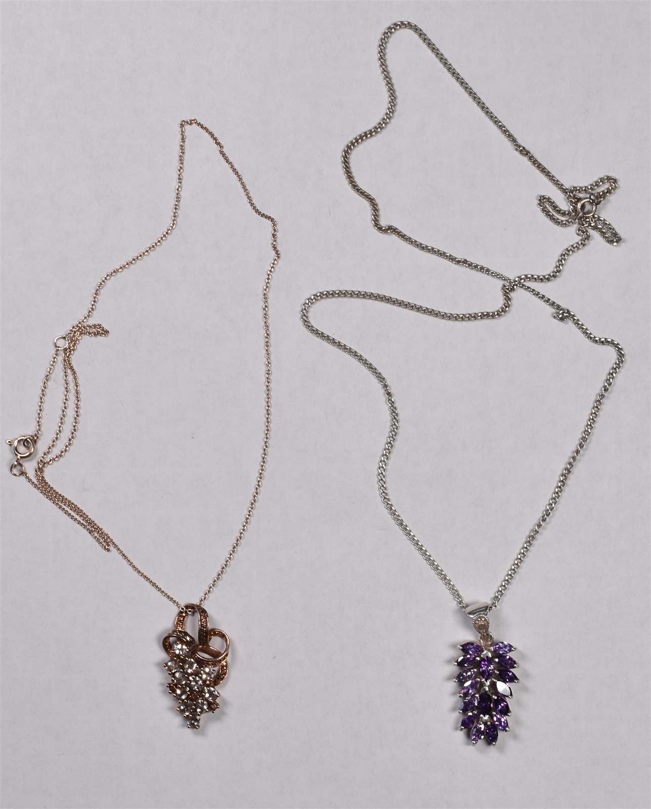 2 Sterling Grape Cluster Necklaces Pendants