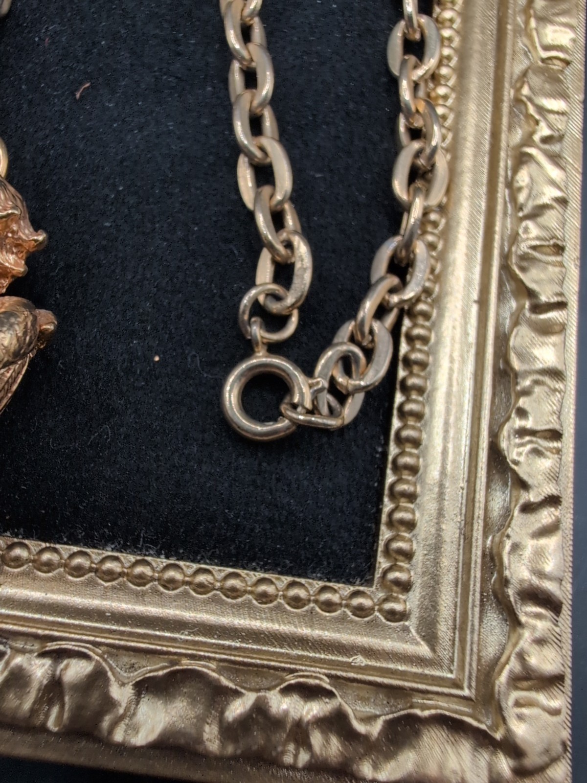 Vintage Kirks Folly Double Cherub WithStar Charm Necklace Gold Tone