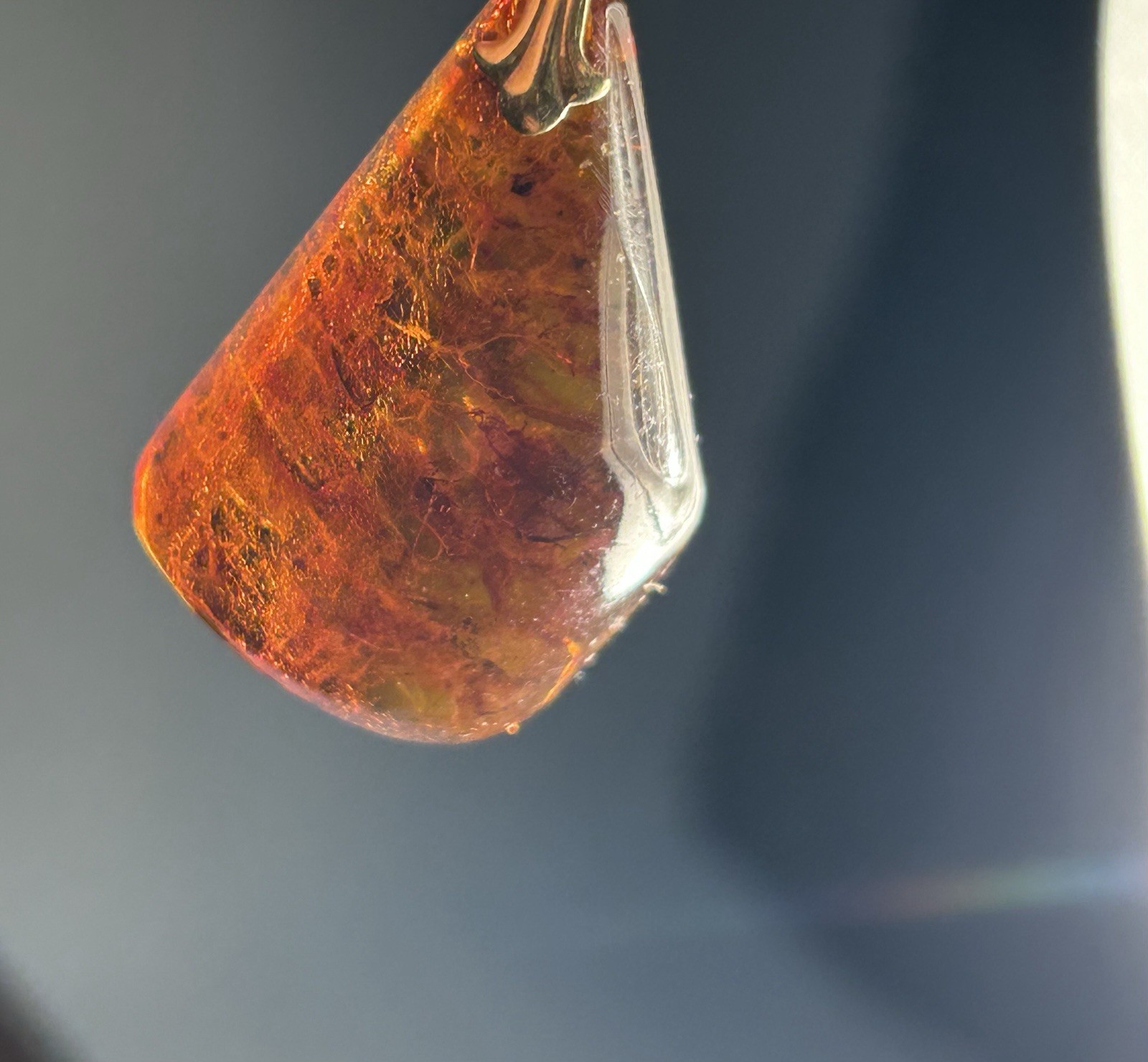 Vintage Baltic Amber Pendant Gold Bail AD Mark Honey Cognac Natural*
