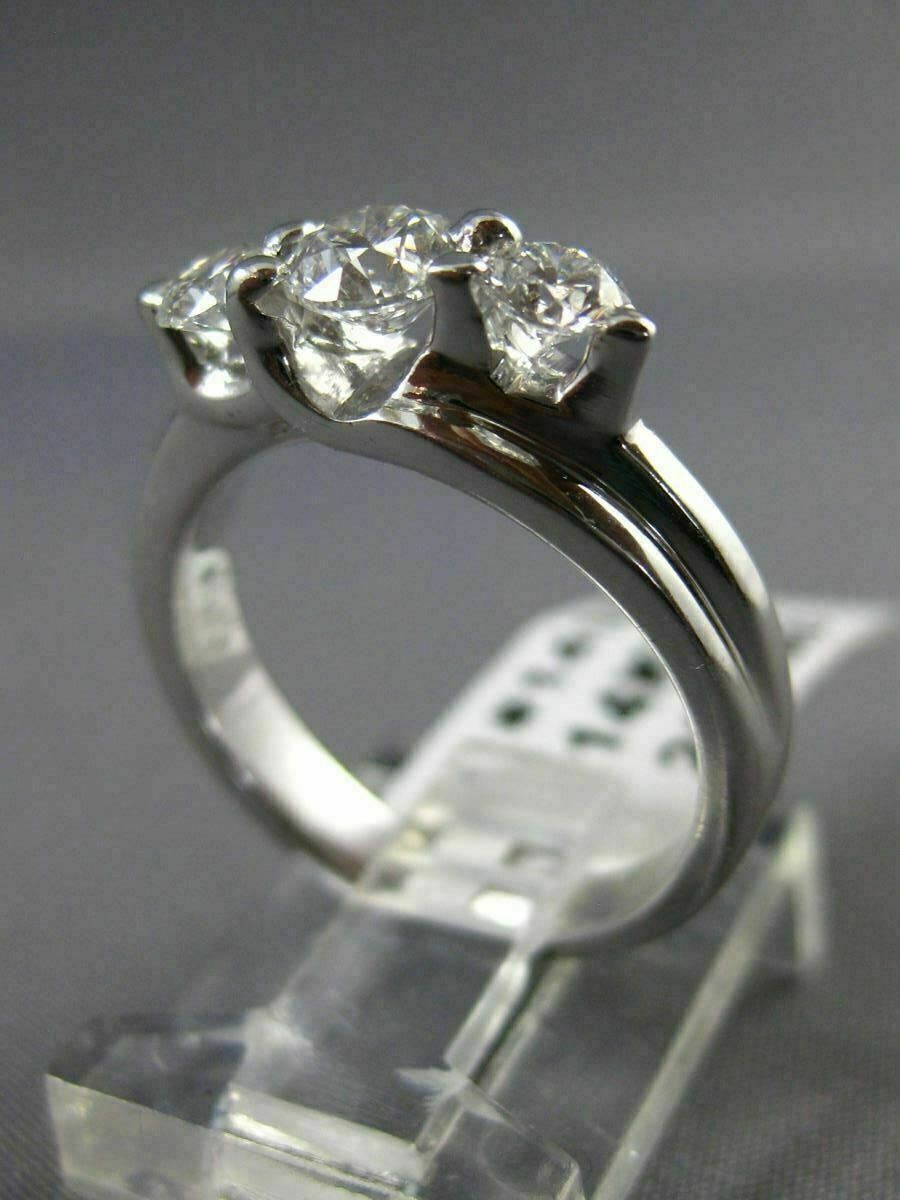 ESTATE .91CT DIAMOND 14KT WHITE GOLD 3D PAST PRESENT FUTURE TENSION RING #14161