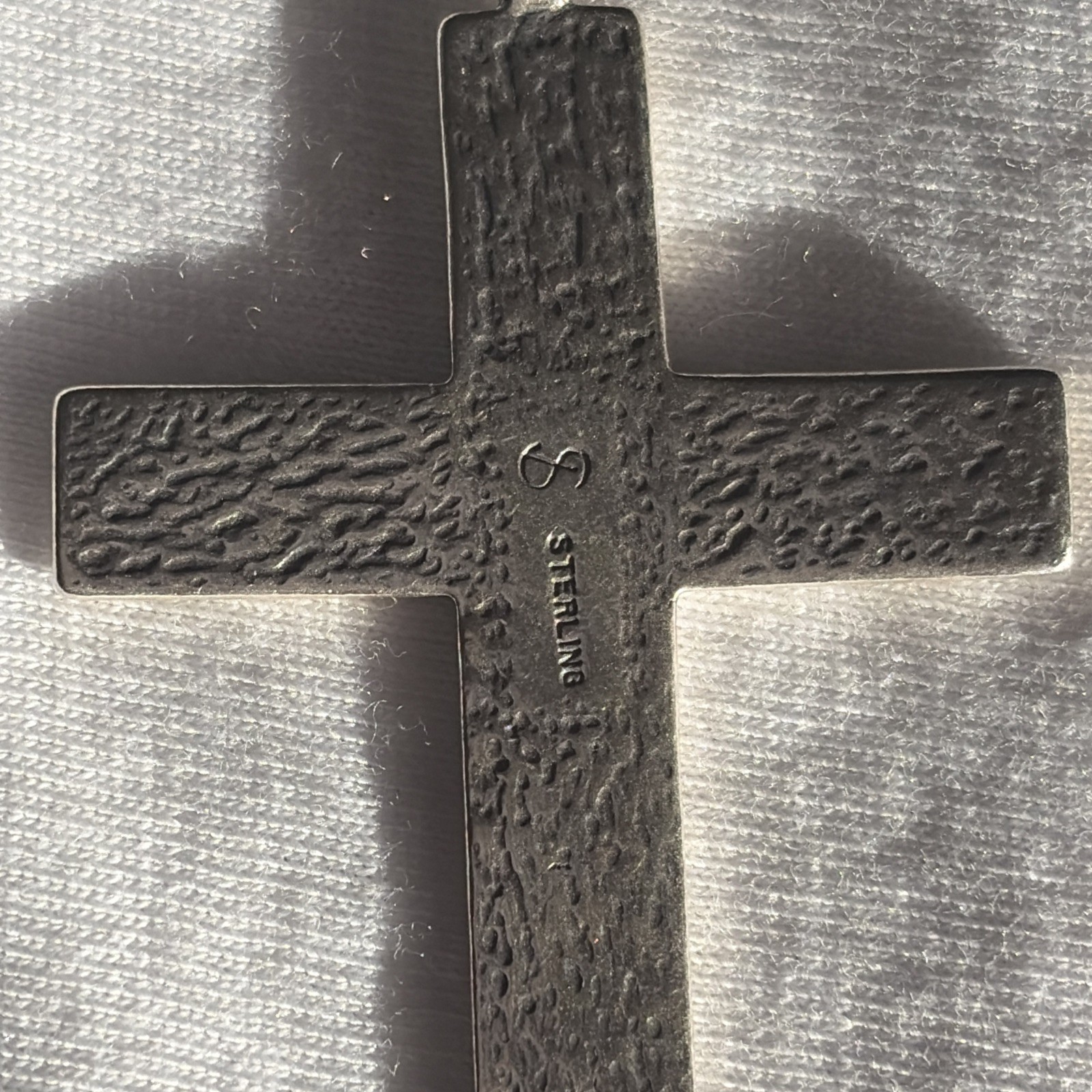 Vintage Sterling Silver 925 Floral Design Cross Pendant Necklace 16″