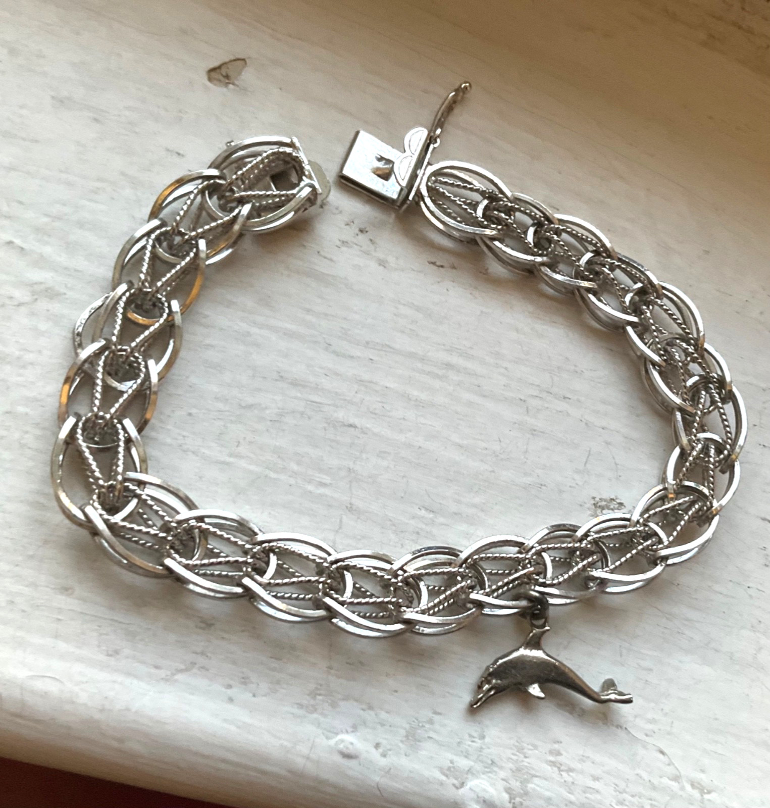 Vintage Starter GB SILVER CHARM BRACELET 7 1/3” Wearable Inside Twist