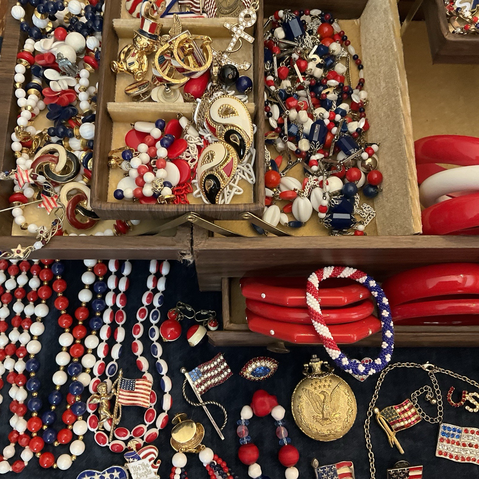 Vintage Lot Patriotic Forth Of July Red White Blue Jewelry Sarah C Monet Emmons