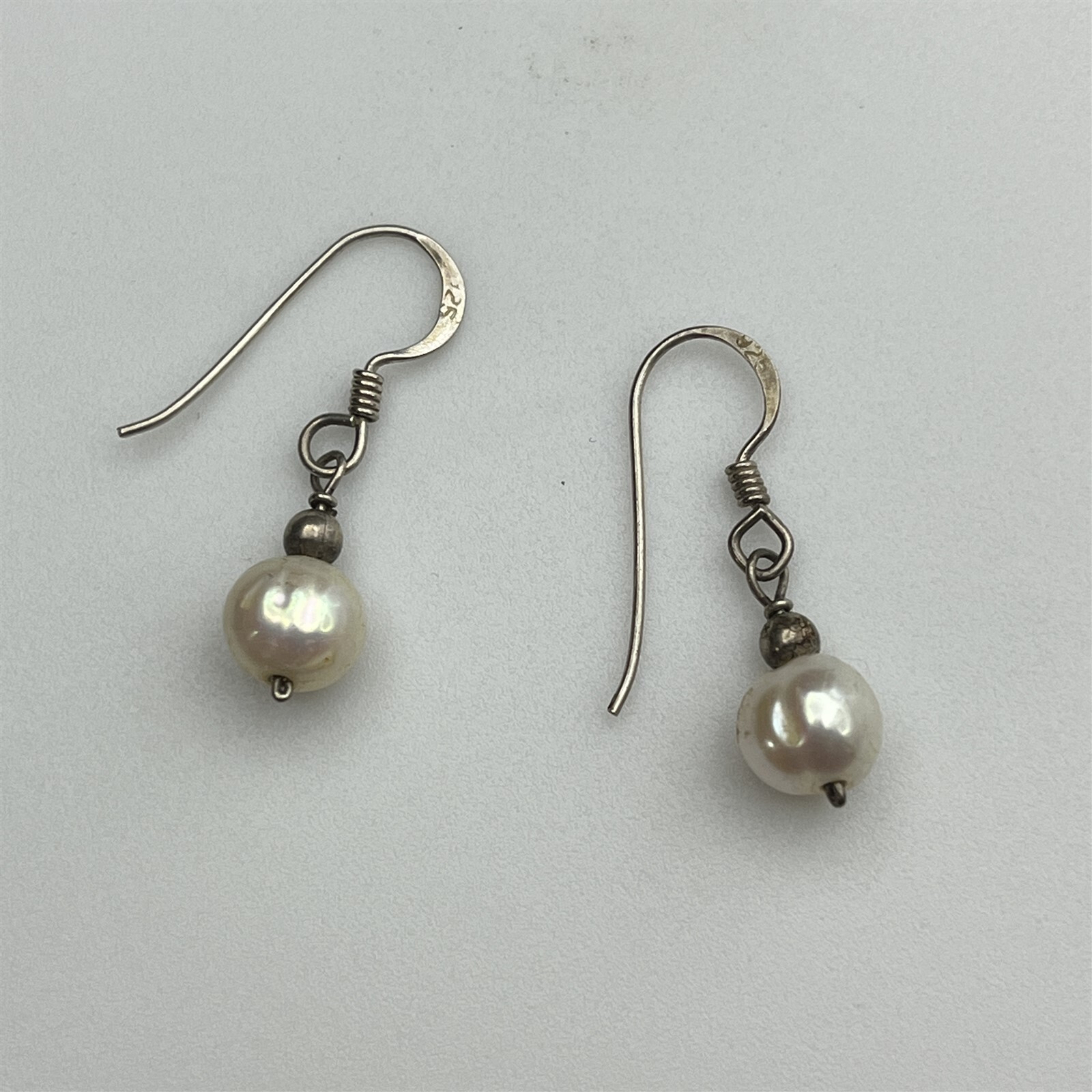 Classic Freshwater Pearl Sterling Silver Beaded Dangle Drop Earrings