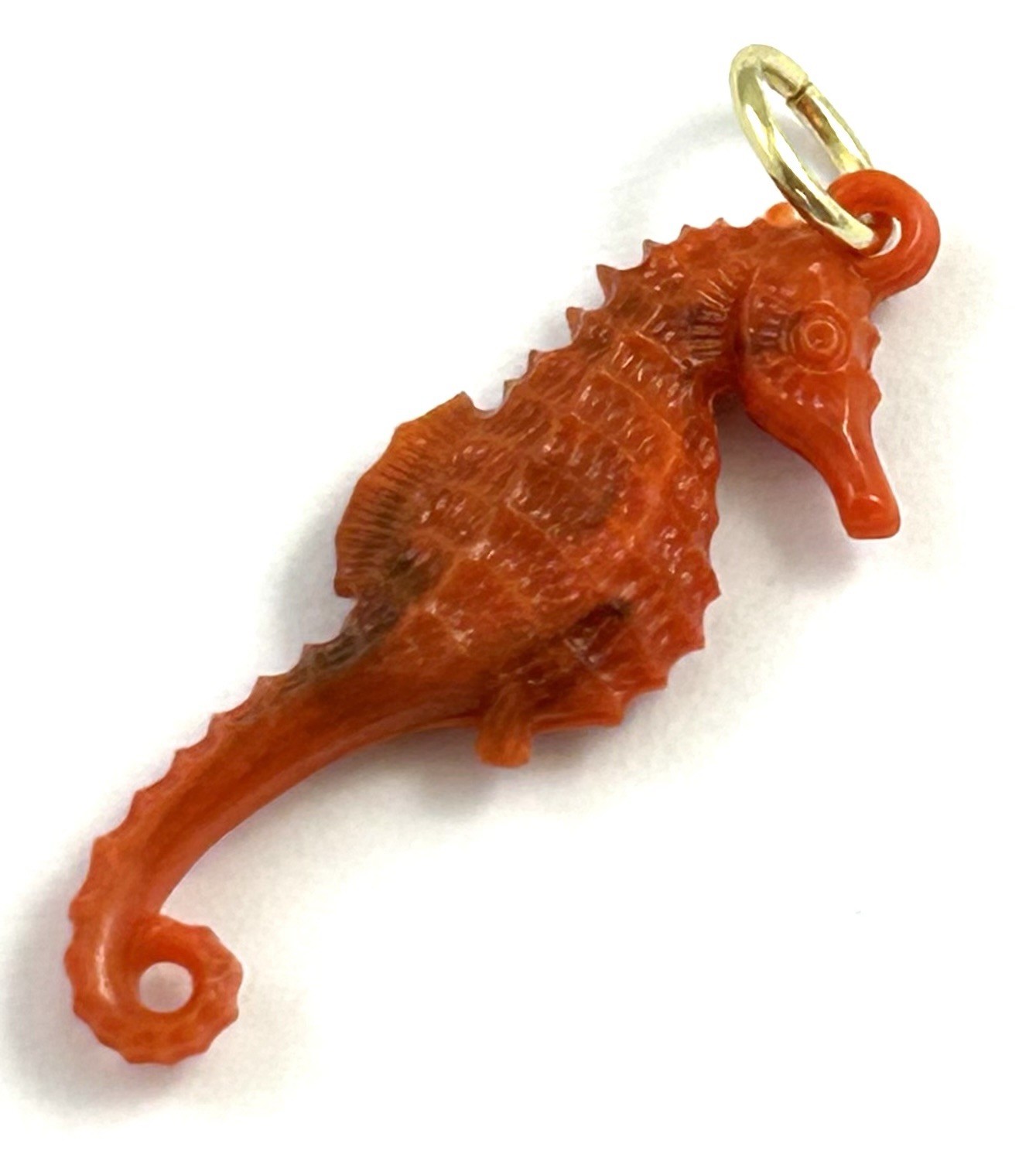 Vintage Charm Necklace Pendant Seahorse Orange Plastic Beach Jewelry For Women
