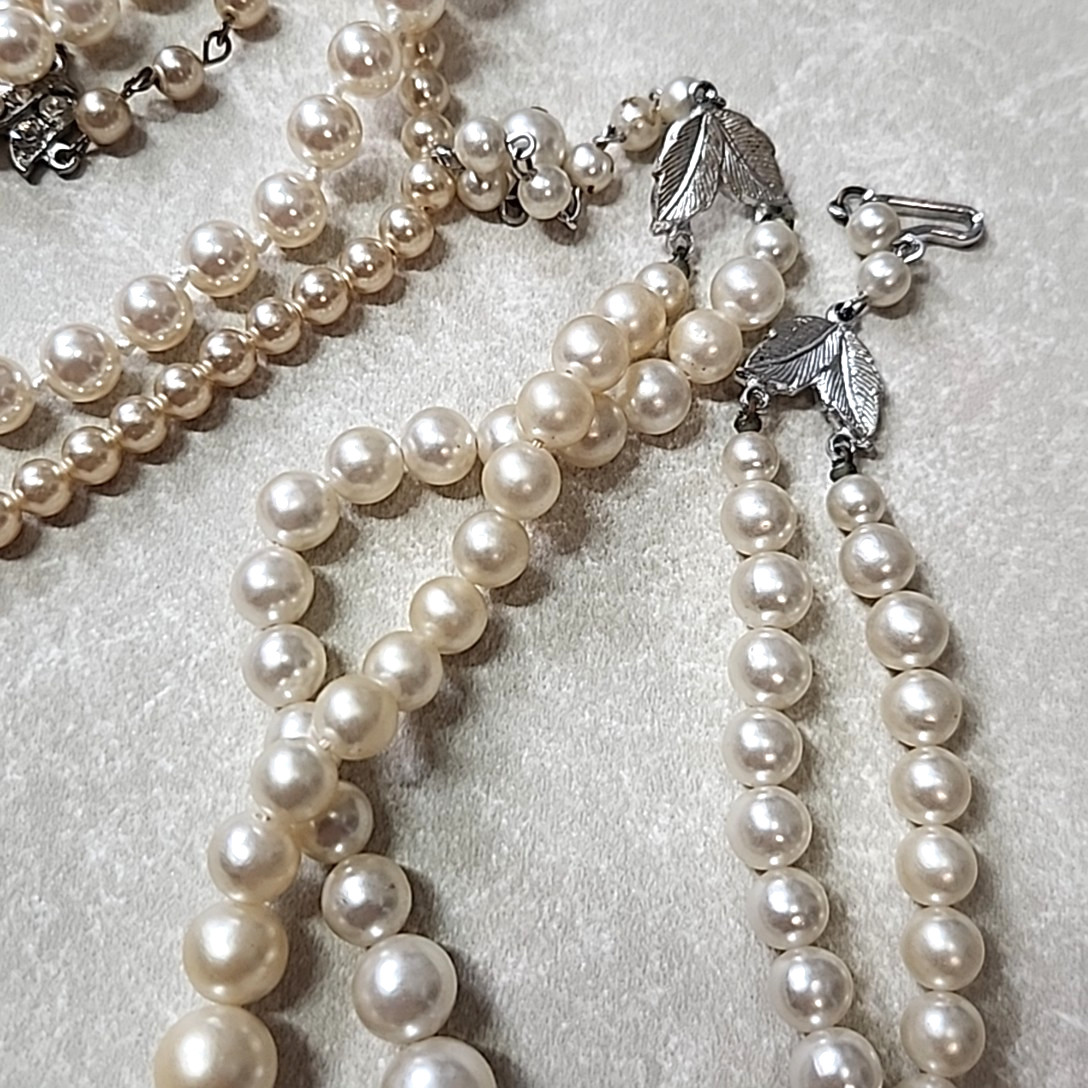 Vintage Faux Pearl Beaded Necklace Lot Bracelets Multicolor Glass Acrylic Layers