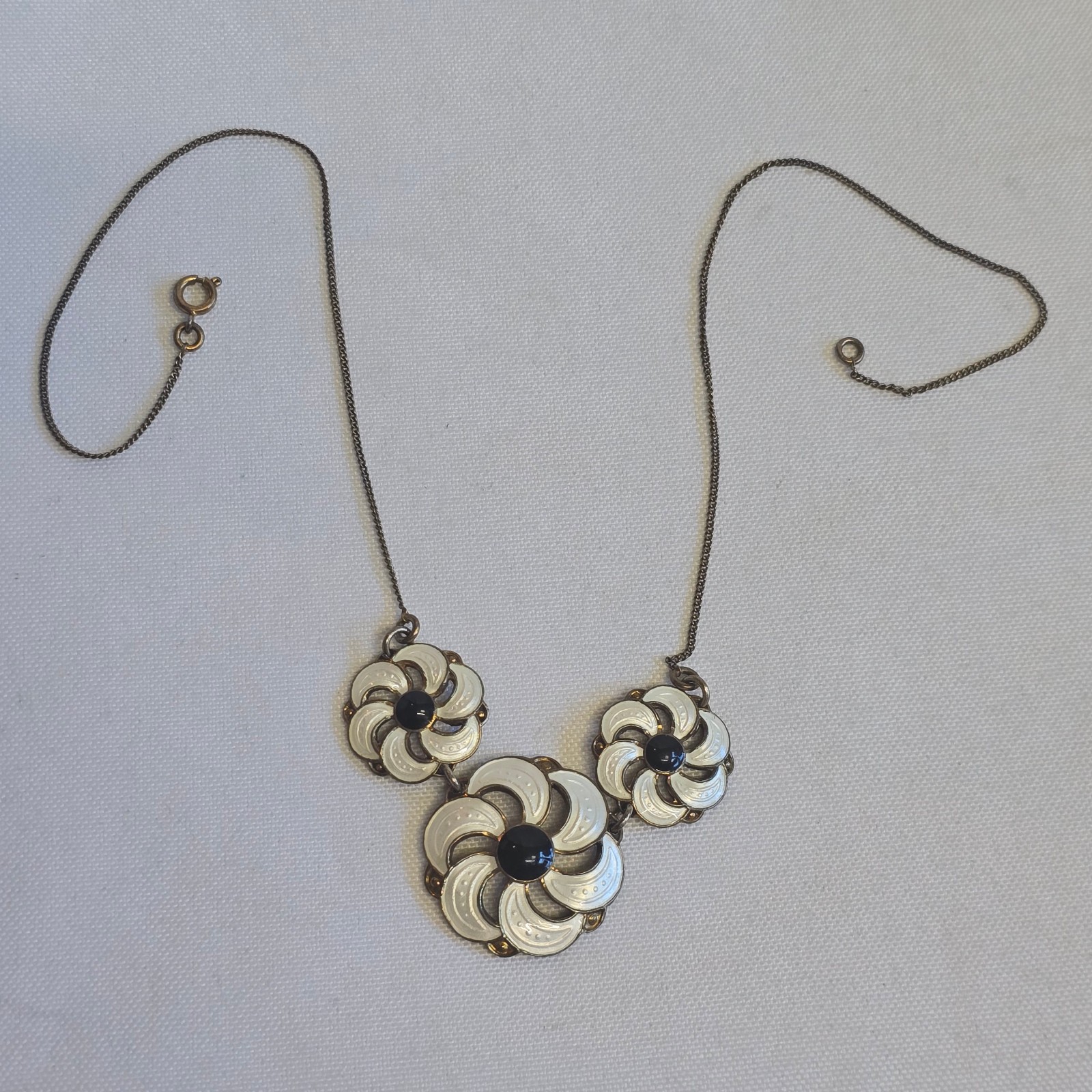 Vtg Sterling Silver Gold Wash Floral Necklace 11.17g Fine Jewelry 16.75″ Chain