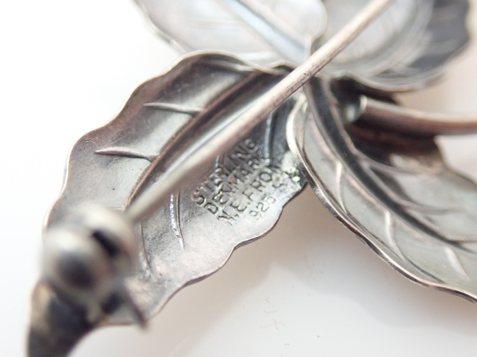 Vintage Niels Erik NE From Signed Denmark Flower Sterling Silver Brooch Pin