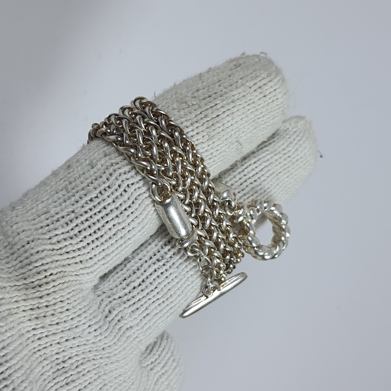 Vintage Spiga Wheat Chain Necklace Silver Tone Toggle Clasp 52cm Heavy Link