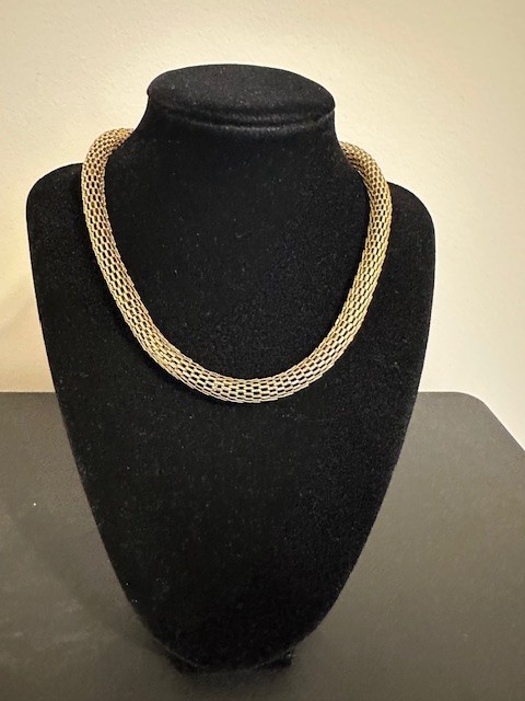 Vintage Chunky Link Mesh Chain Collar Necklace 16-18 ” Adjustable