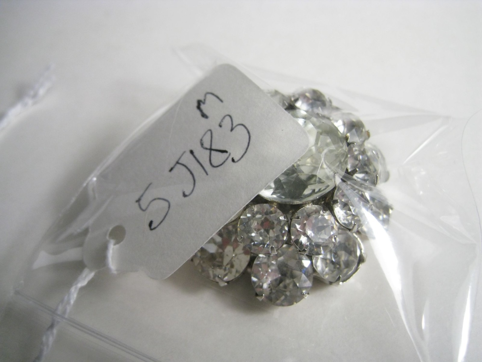 Silver Tone Rhinestone Cluster Brooch Round Domed Vintage Clear