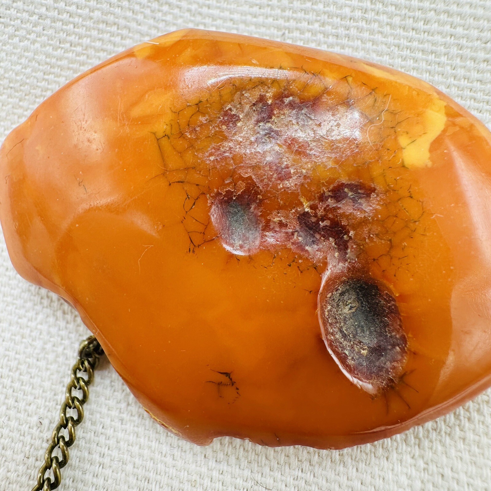 Vintage Nugget Landscape Baltic Amber Brooch Egg yolk USSR 1960s