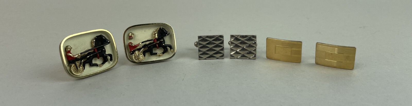VTG LOT Of 3 Gold Silver Plate metal cufflinks MIXED LOT, m3