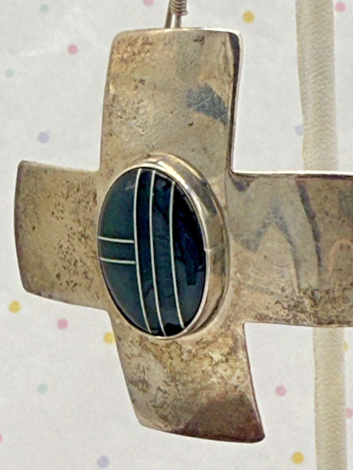VTG Native American Silver 925 Maltese Cross Earrings w/Onyx Signed Ben G Chavez
