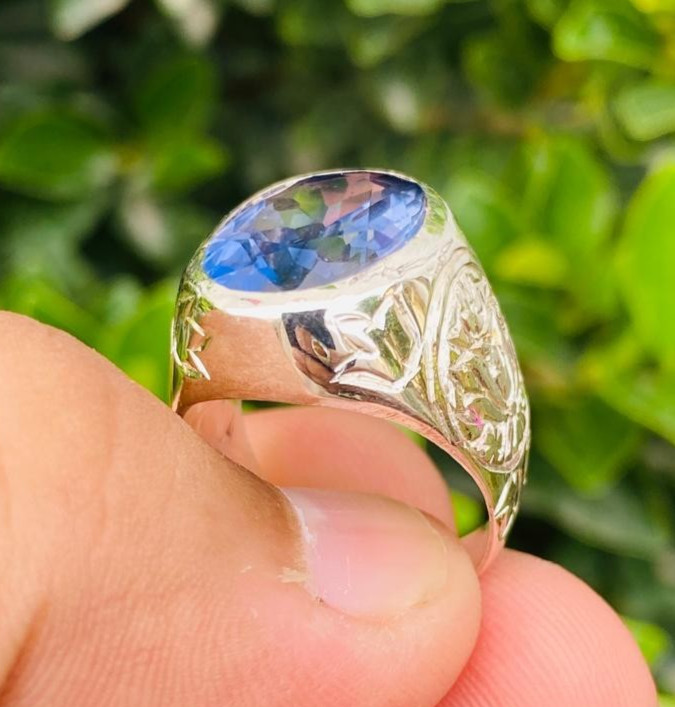 Beautiful Blue Topaz Stone Big Topaz Transparent Topaz Ring Gift Topaz For Men