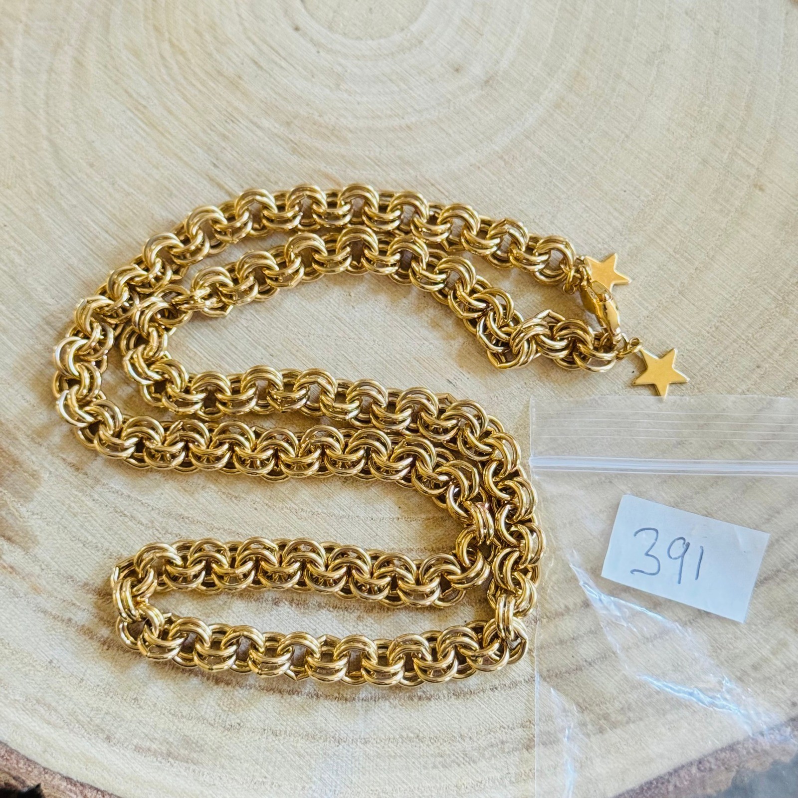 VTG Kirks folly Charm Starter Rolo Chain necklace Gold Plated Interlocking 22″