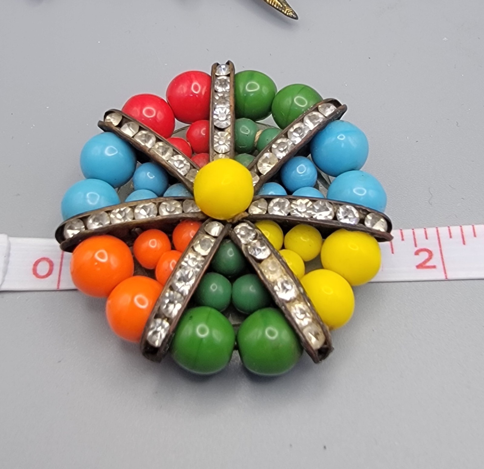 Vintage Miriam Haskell Unsigned? Dress Clip Brooch Wired Glass Beads