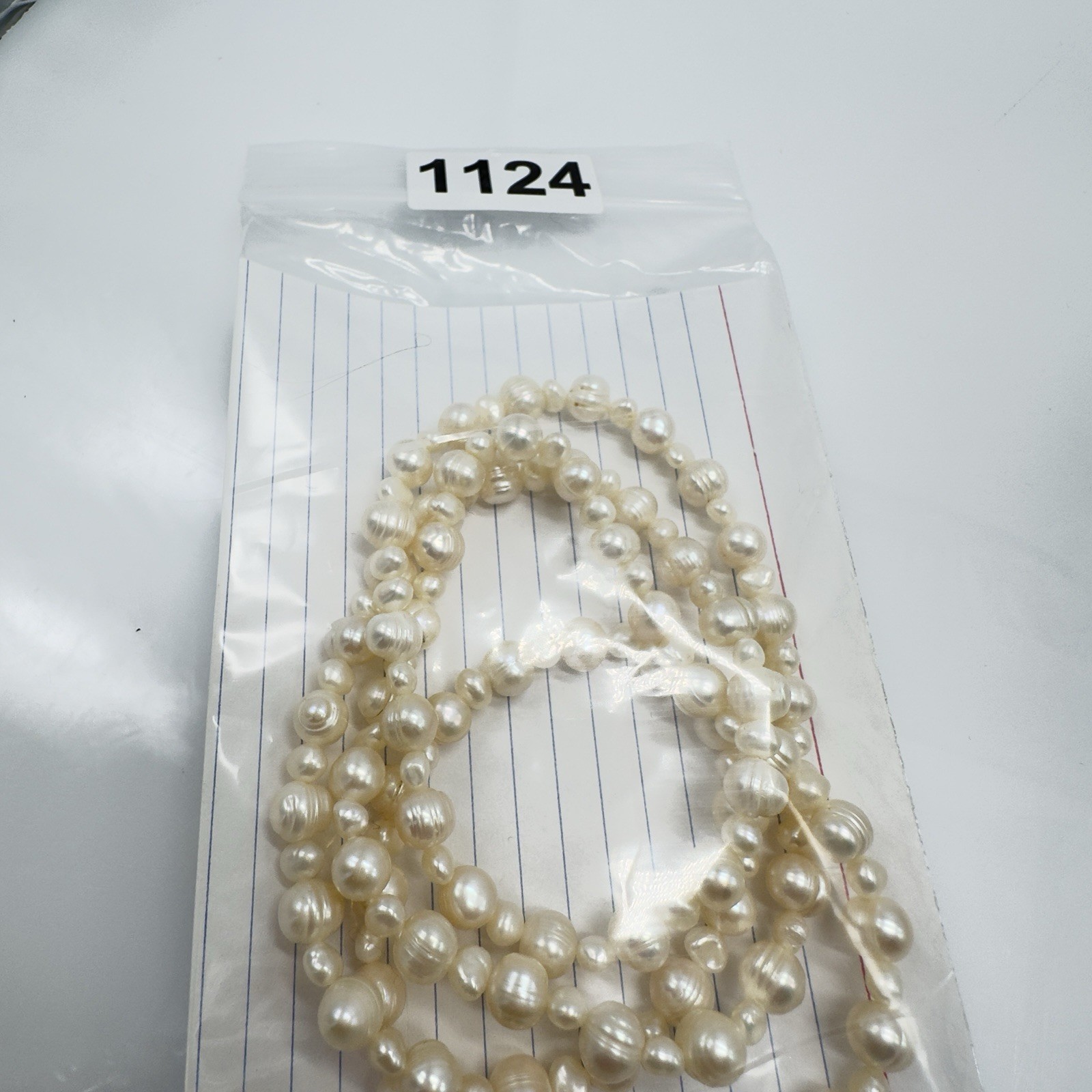 Baroque Pearl Necklace Continuous Strand 34″ Cream Off White 5mm – 8mm