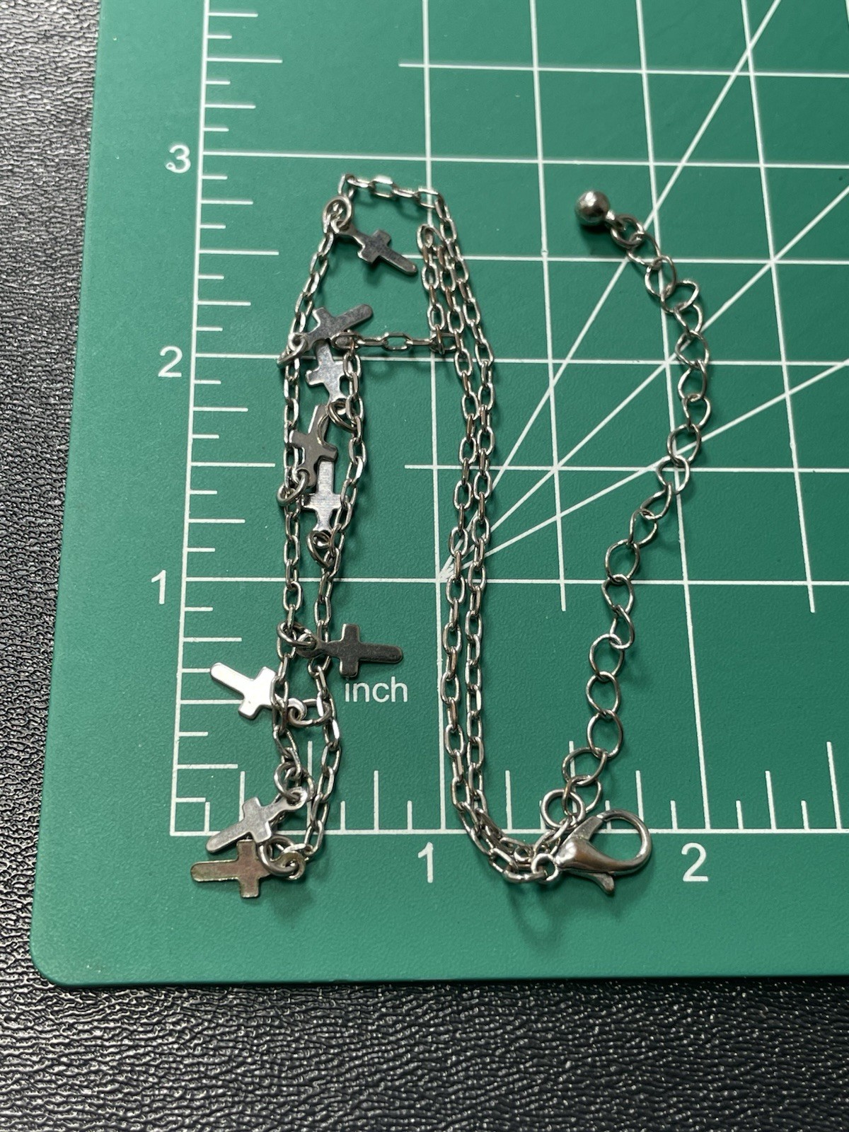 Vintage 15-17” Cross Charm Silver Tone Chain Necklace