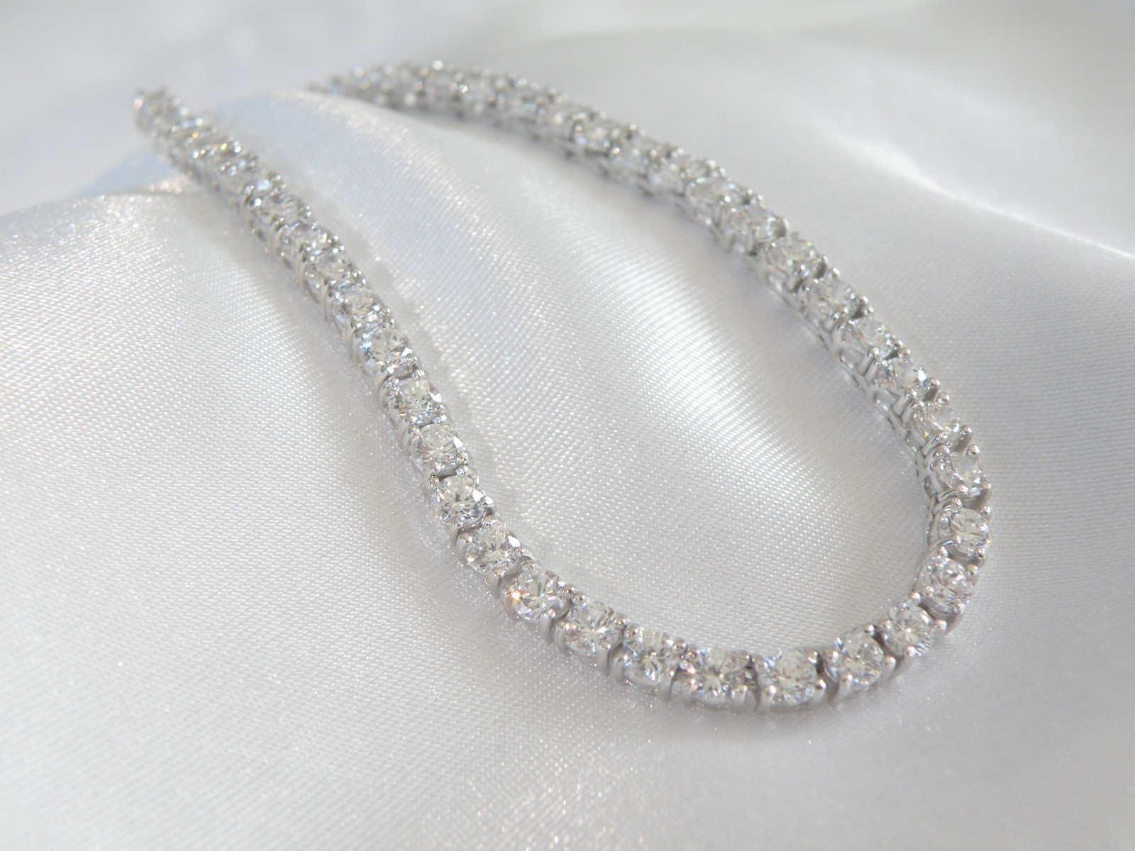 Vintage Sterling Silver 925 Cubic Zirconia Tennis Necklace Fits 18″