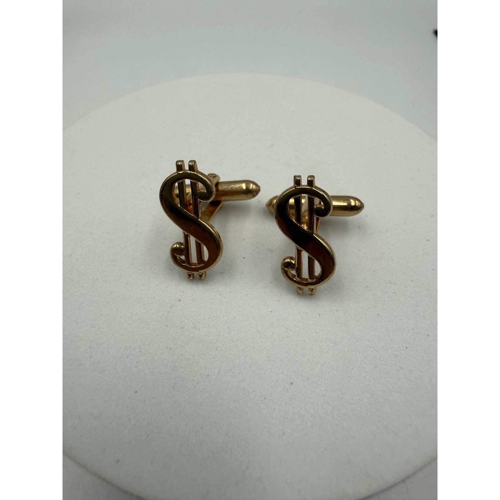 Swank Vintage Dollar Sign Cufflinks Gold Tone Novelty Finance Money Symbol Men