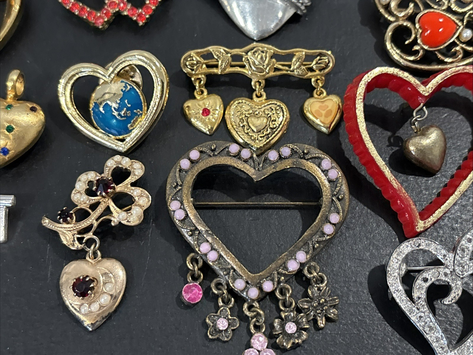 Lot 42 Vintage Now Pin Heart Hearts LC Sarah Coventry Avon Anne Klein ONLY $2