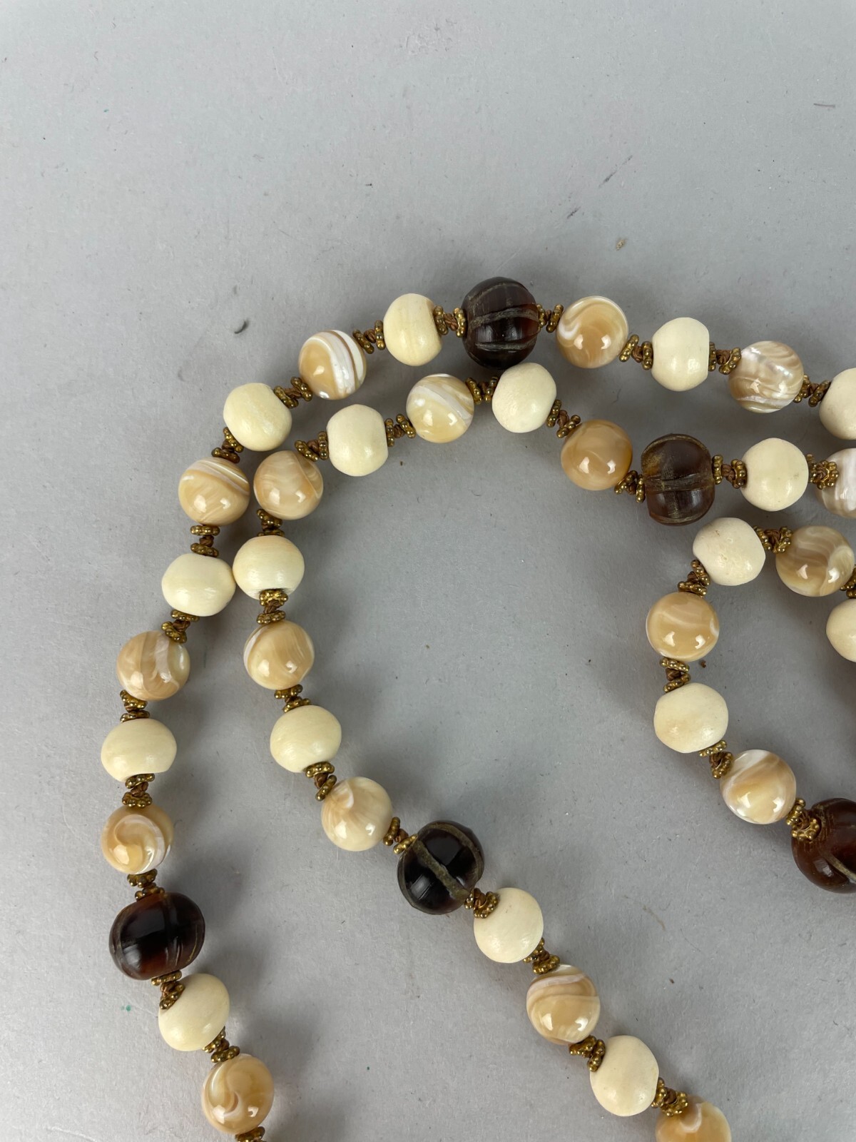Vintage 90s/Y2K GARA DANIELLE + round beaded Quartz Stone Necklace 38″