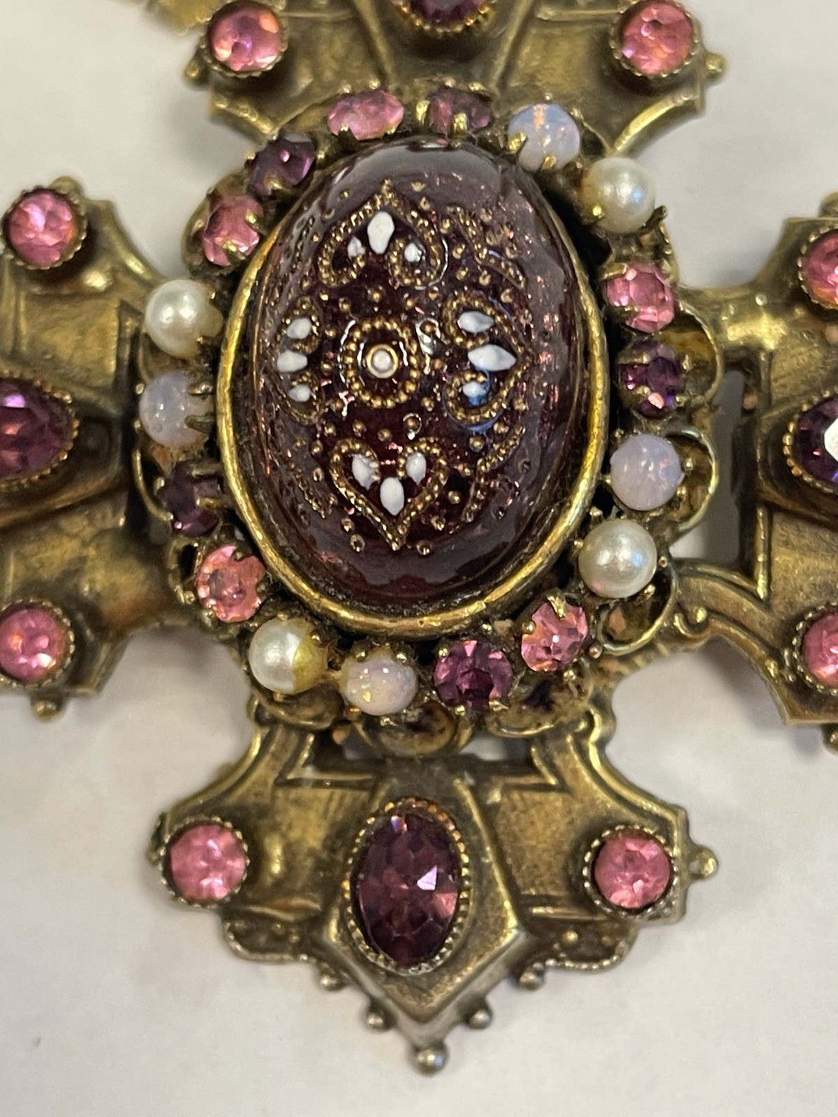 ORIGINAL BY ROBERT VINTAGE MALTESE CROSS RARE PENDANT BROOCH/PIN AWESOME COLORS