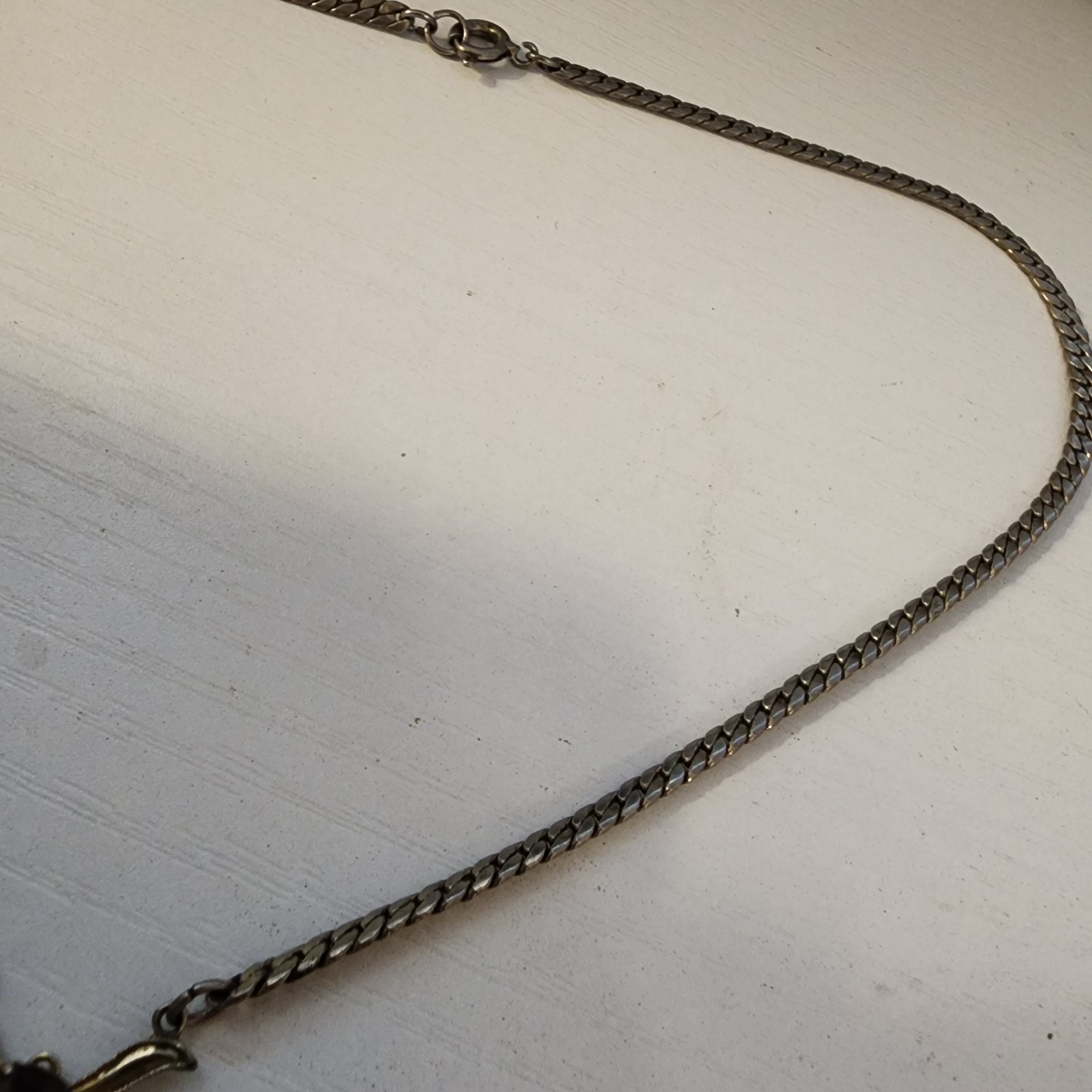 Vintage Silver Tone With Large Faux Diamond Black Rhinestones Necklace 2 Circles