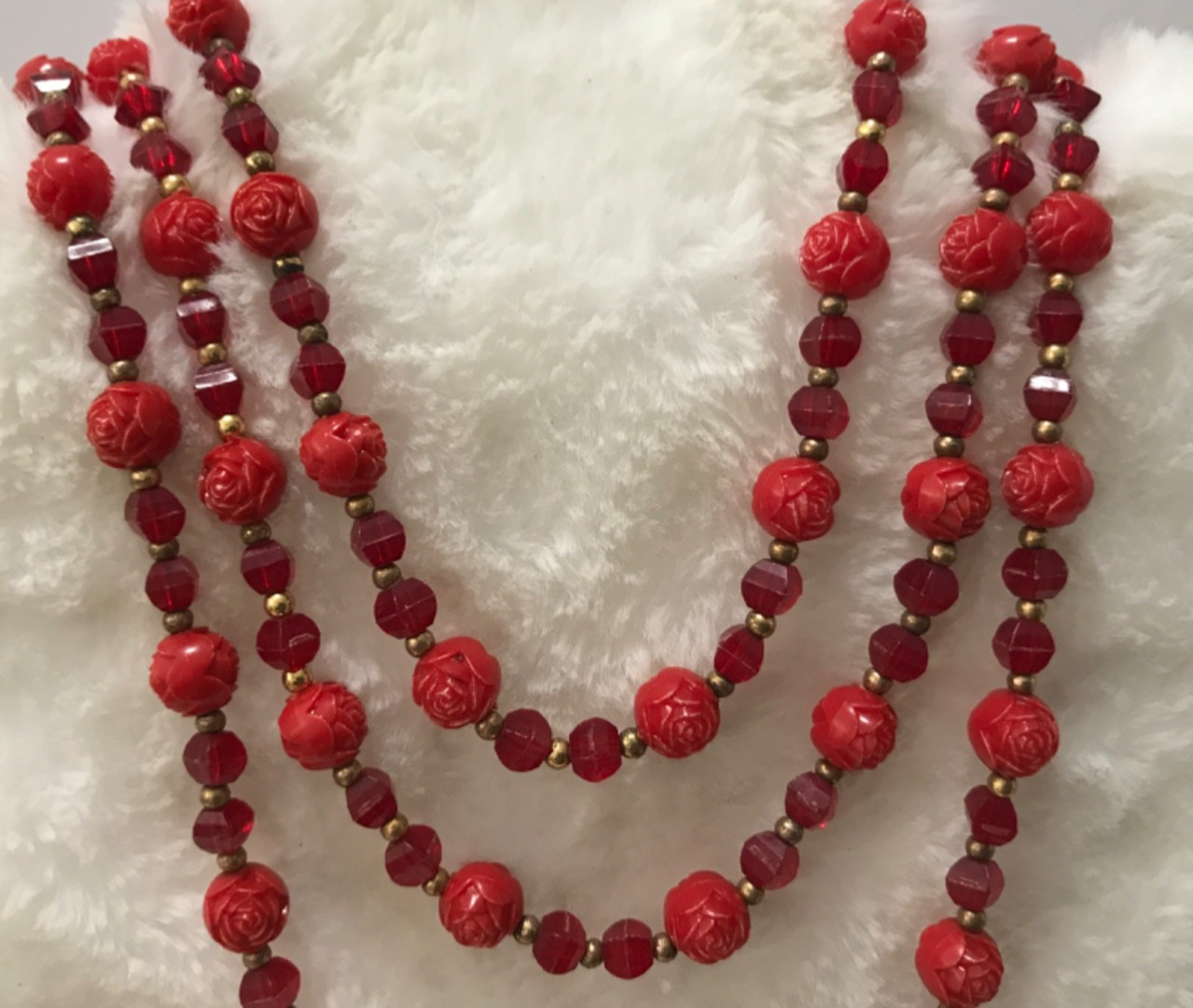 Vintage Lot 10 Red Costume Jewelry Necklaces Bracelets Brooch Earrings Fun Boho