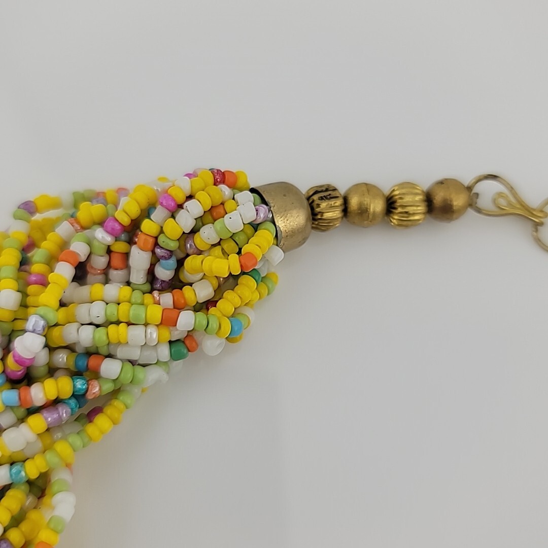 Vintage Braided Seed Bead 19″ Necklace Easter Multicolor Chunky Retro