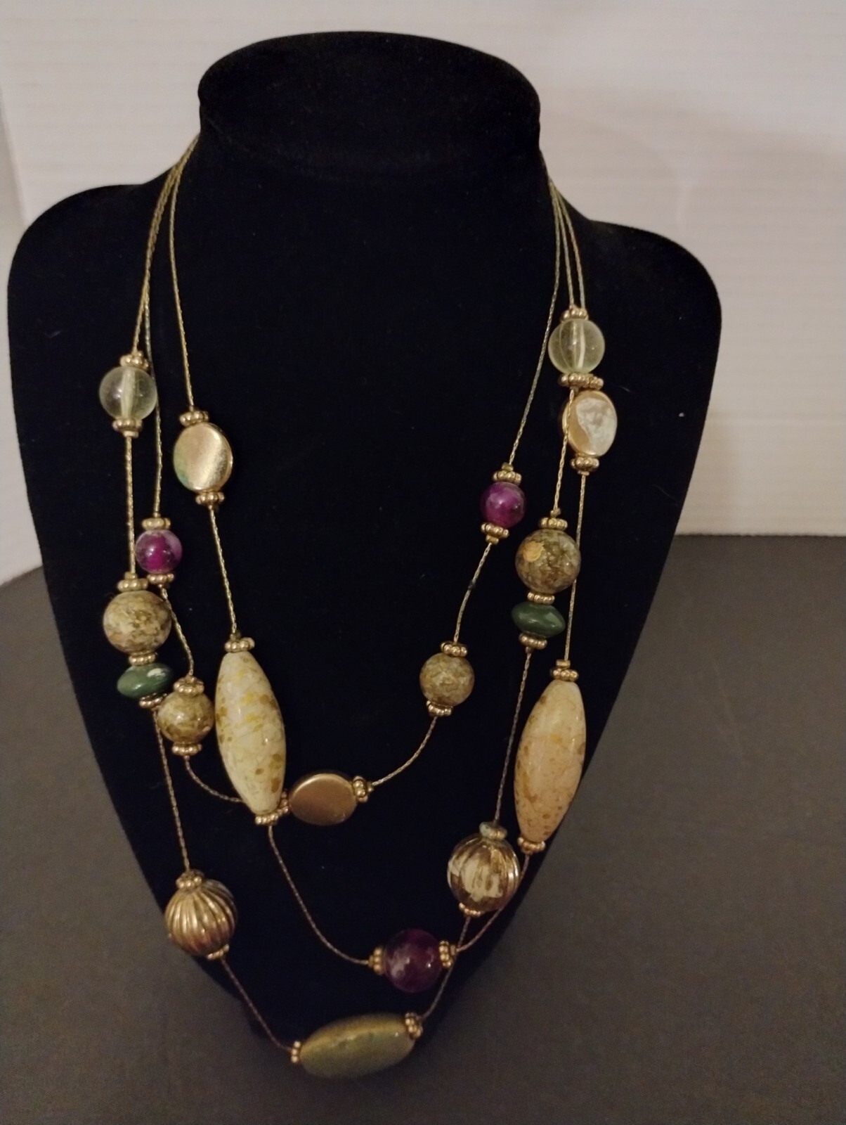 Vintage necklace,Three Layer Necklace Beautiful In Mint Condition.