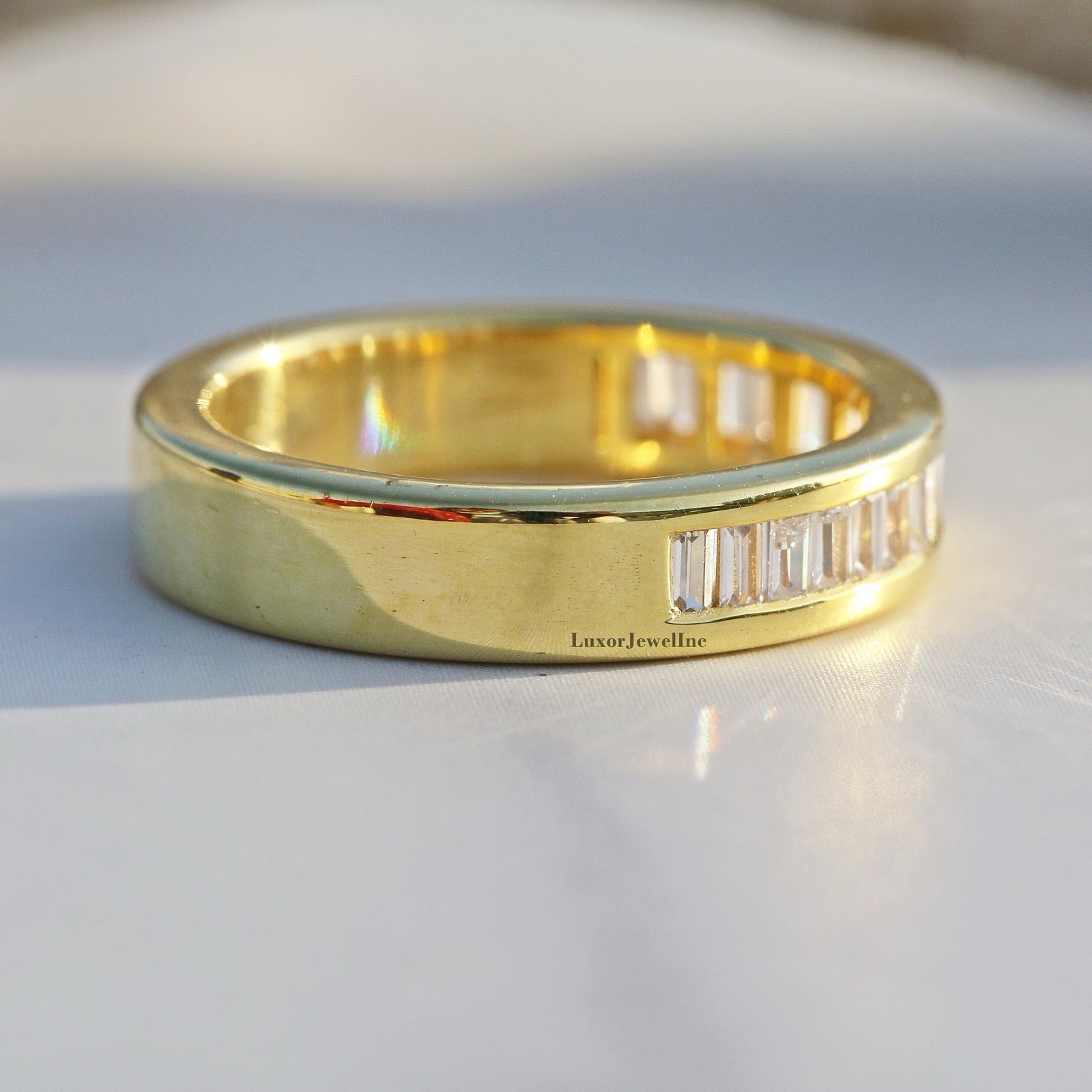 1 Ct Baguette Diamond Channel Set Band Ring Wedding Anniversary Unisex Stackable