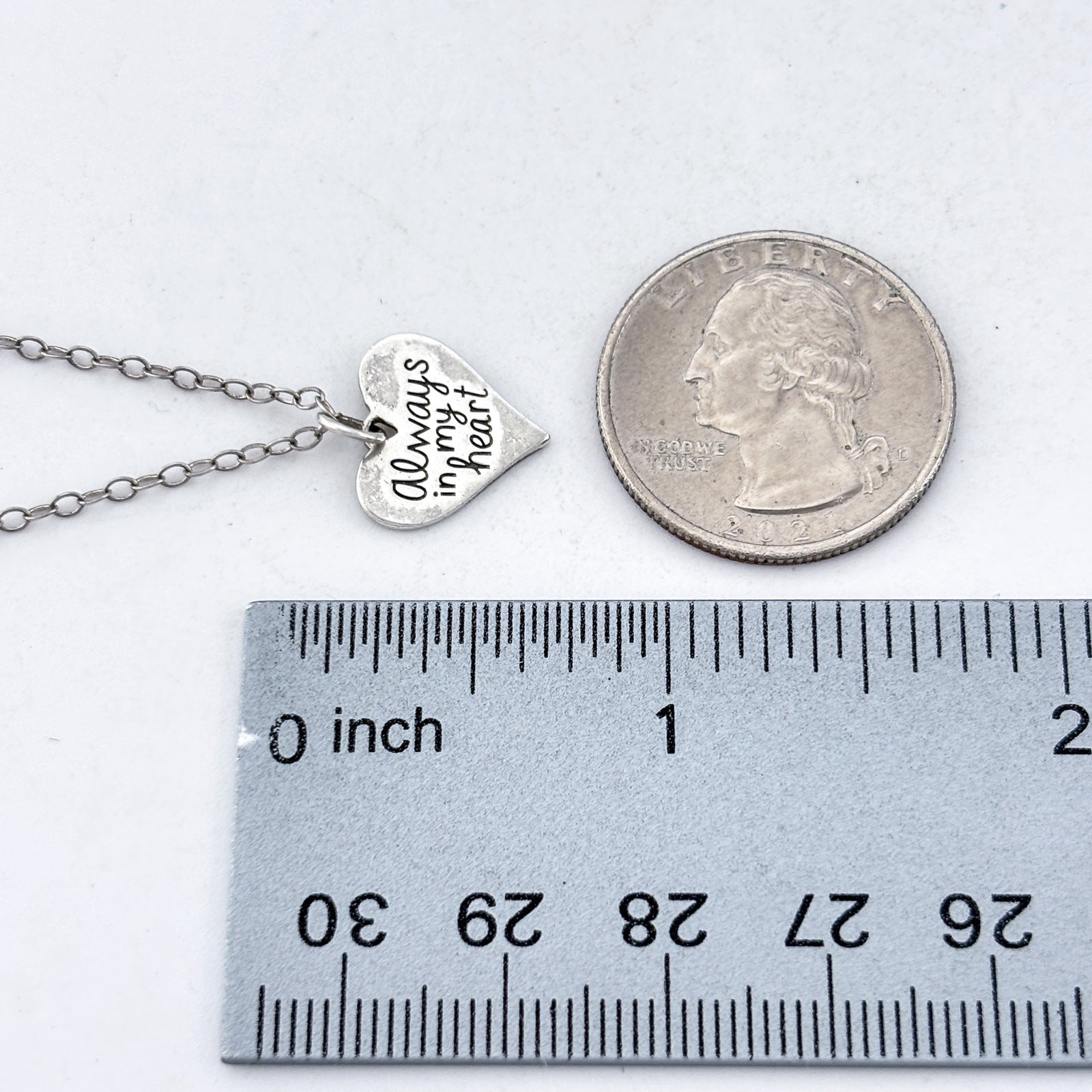 Vintage Sterling Silver 925 Always In My Heart Pendant Necklace 20″