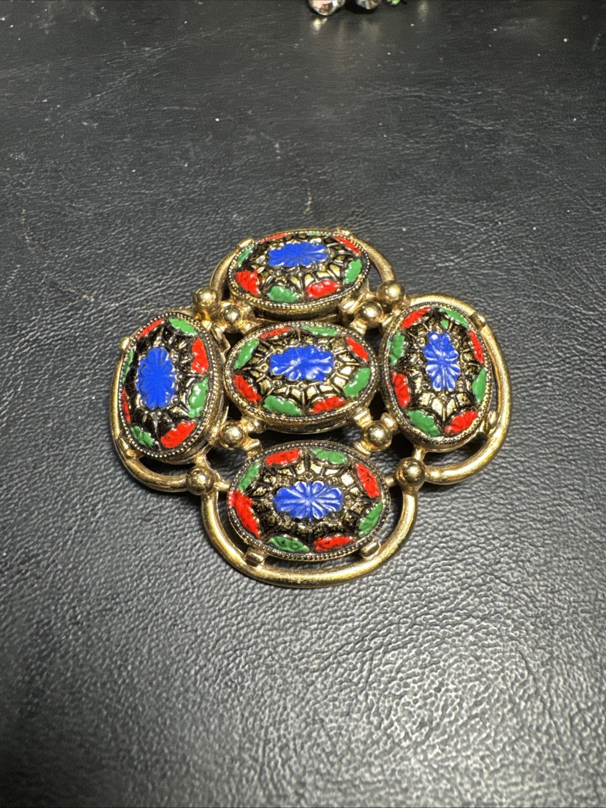 Sarah Coventry LIGHT OF THE EAST Mosaic Brooch Pin 1968 Vintage Very Good Cond.