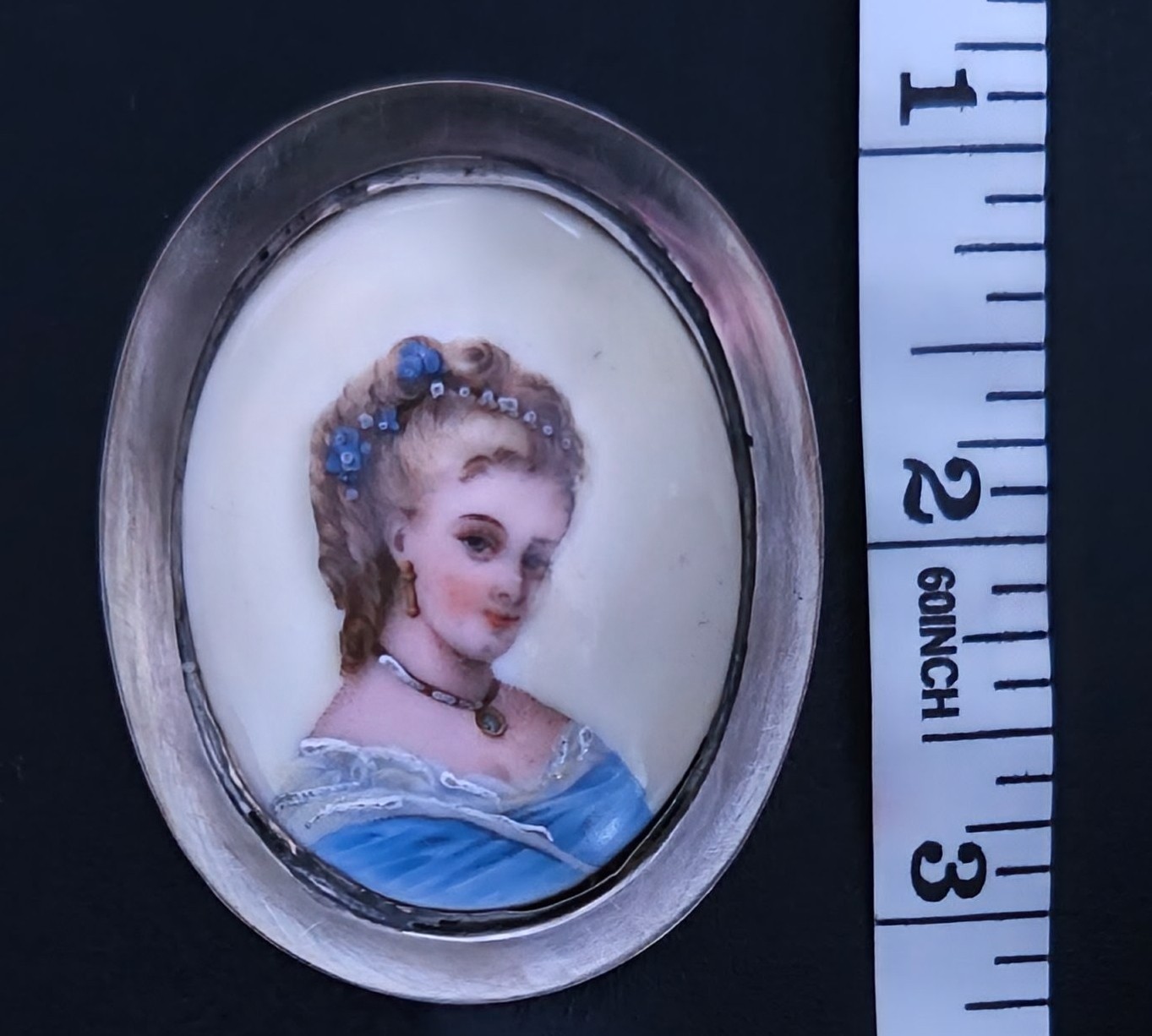 Antique Imperial Russian 84 Silver Hand‑Painted Enamel Portrait Brooch AM Mukhin