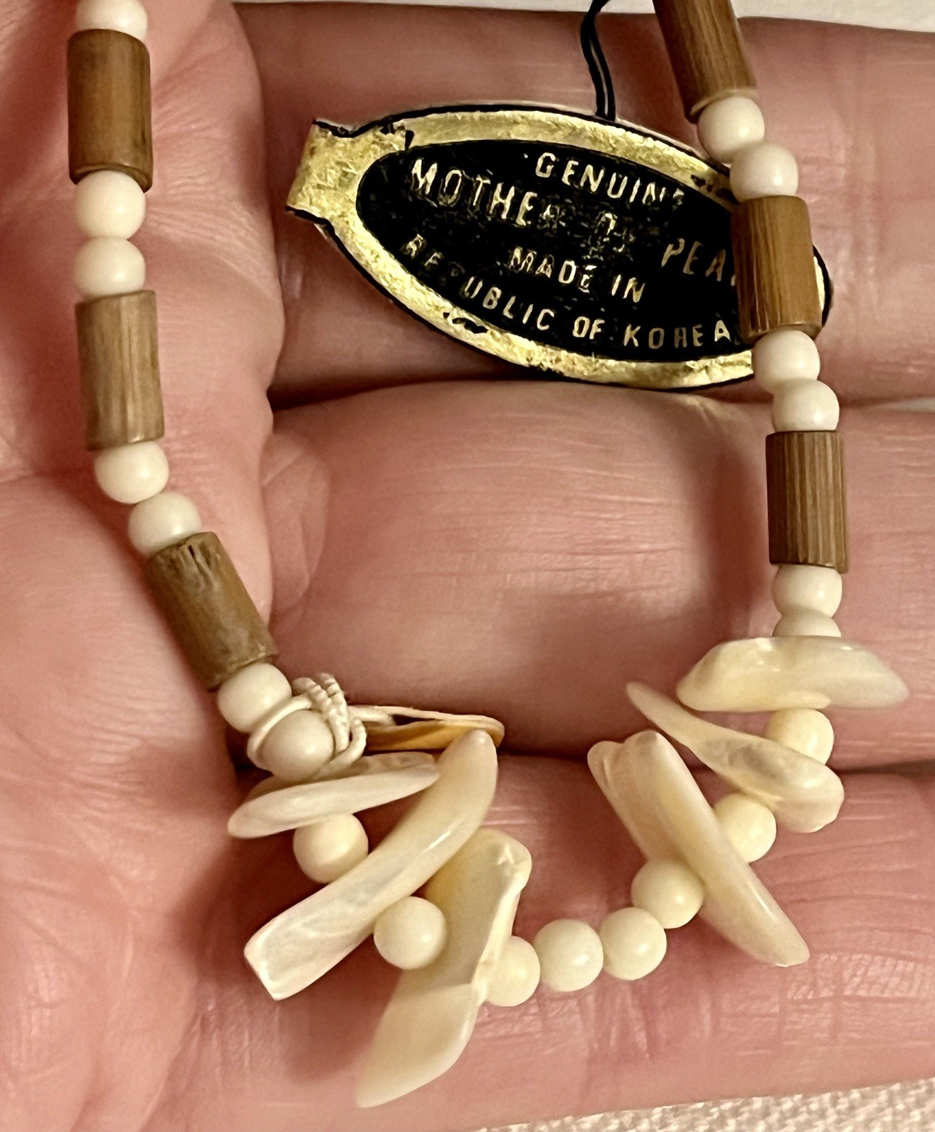 Lot 2 Vintage Estate Necklaces African Safari Elephants Tribal MOP Necklace