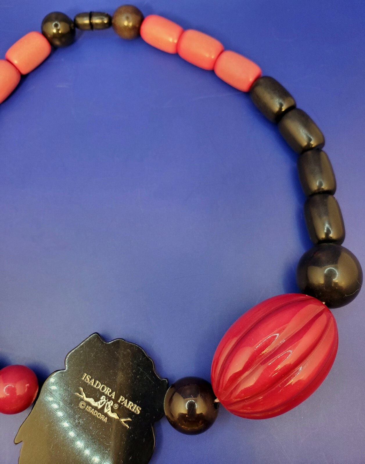 70’s Vintage Isadora Paris Galalith Necklace w/Perfume Charm Danielle Poullain 