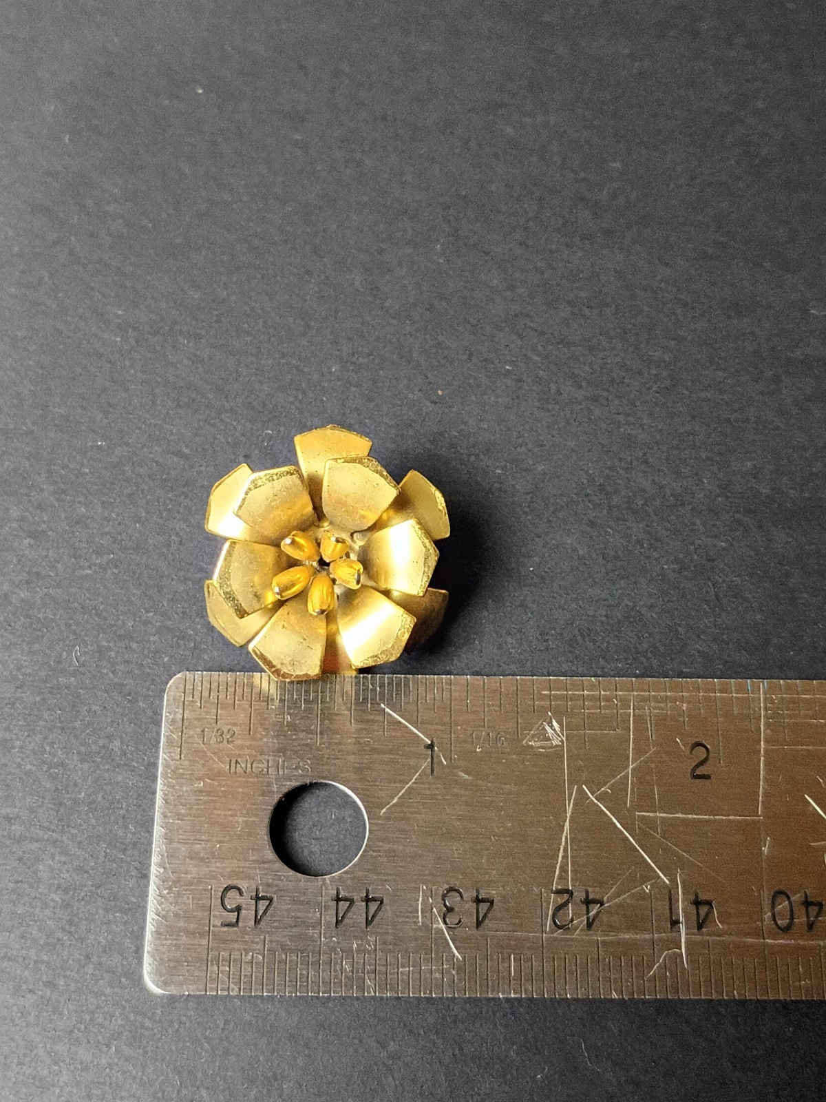 TWO Vintage Floral flower Brooch Pin Gold Tone