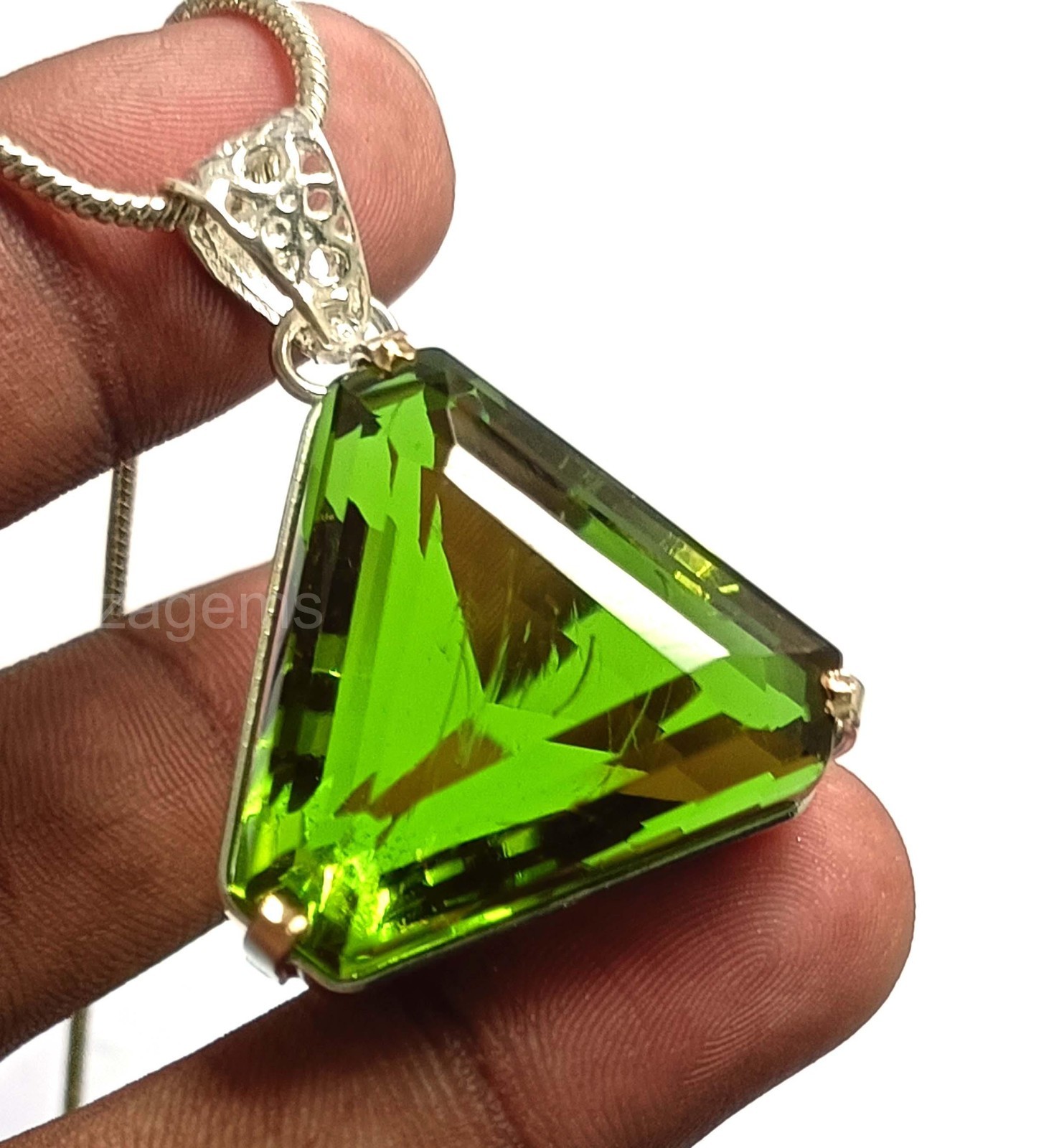 89.70 Ct Color-Change Alexandrite Pendant | Fancy Cut 39x29mm + 925 Chain 5SDR