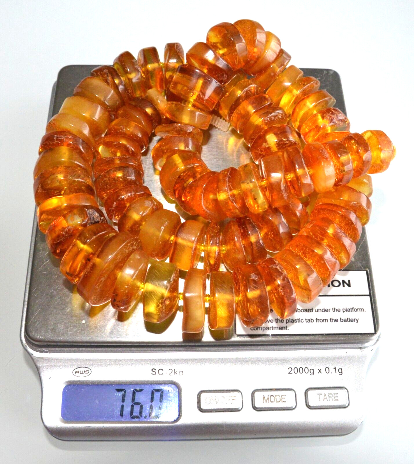 76gr RUSSIAN SOVIET BALTIC AMBER BEAD NECKLACE 琥珀 BRACELET STONE PENDANT EARRING