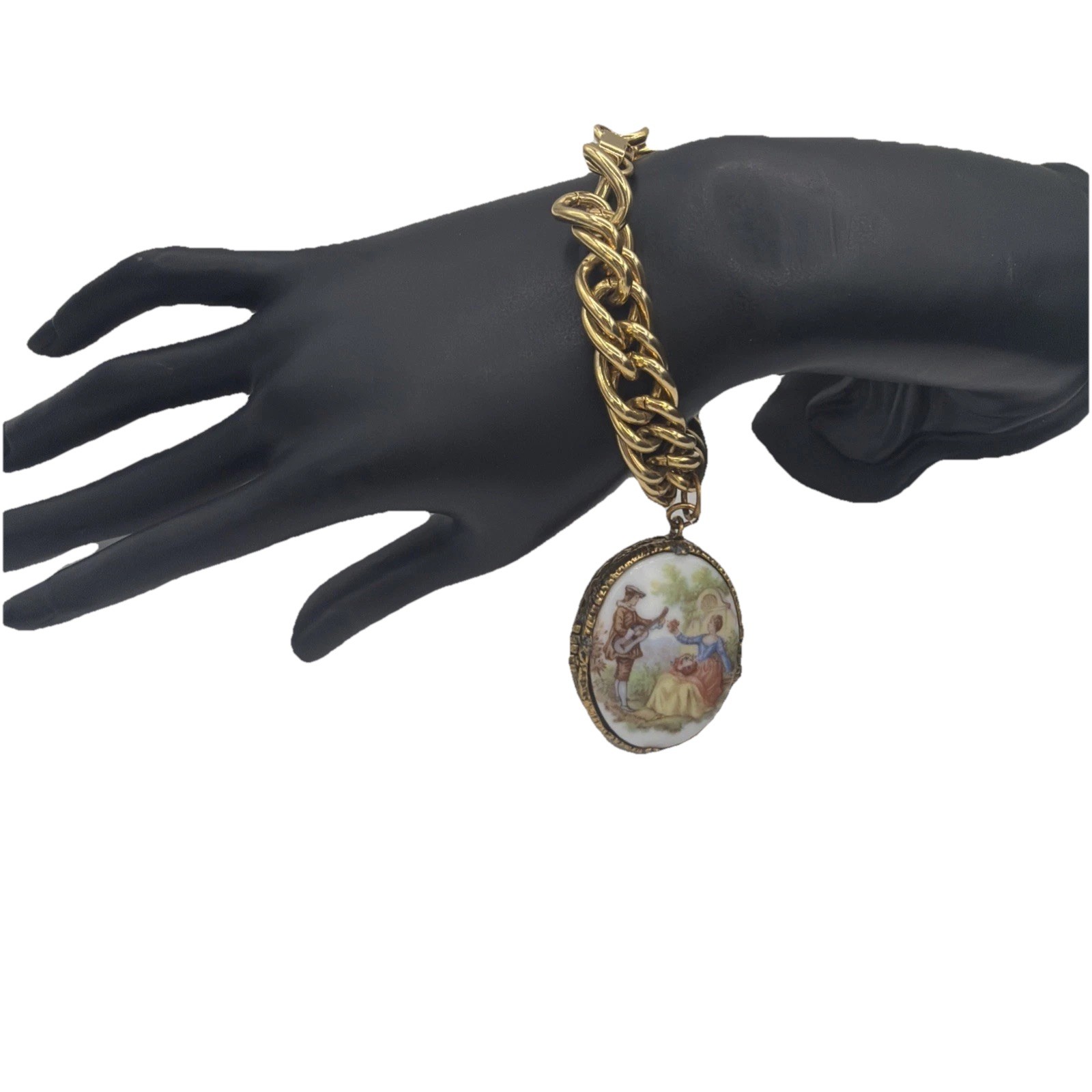 Vintage Mary Chess Gold‑Tone Locket Bracelet Collectable Perfume Jewelry