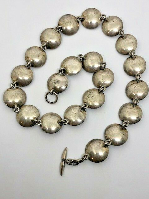 Vintage~Neils Erik FROM~ Modernist Denmark Sterling Beadwork Necklace 15″ / #798