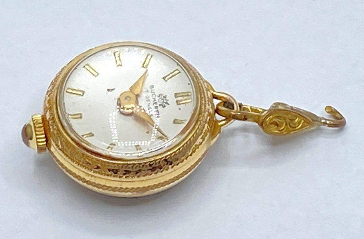 Vintage Bucherer Gold Filled 17 Jewels Mechanical Pendant Watch Skeleton 18mm