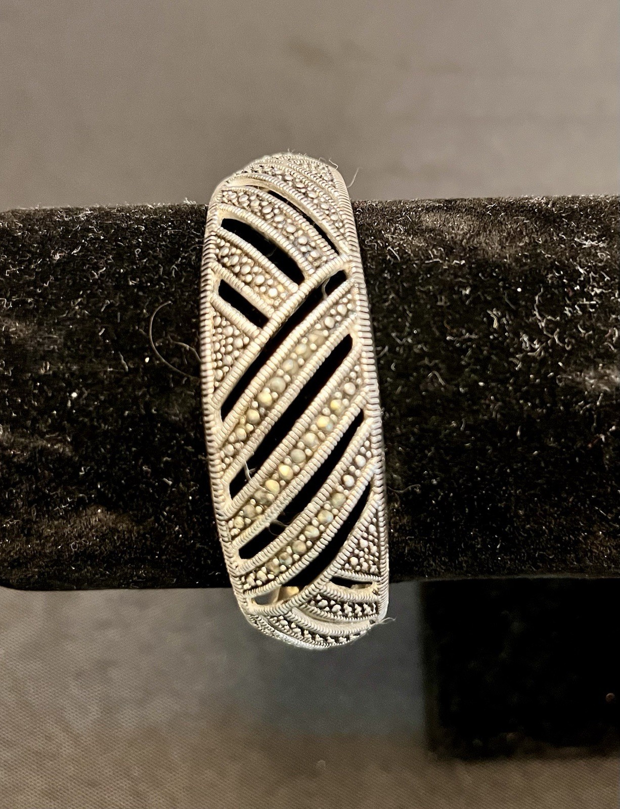 Marsala Marcasite Bracelet Silver Color Art Deco Geometric New In Box Cuff
