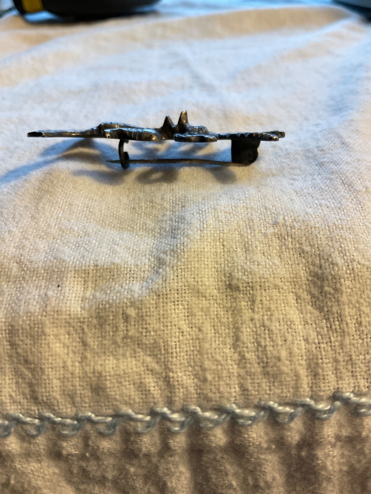 Antique Handmade Guatemala Sterling Silver Bird Man Pin Mayan