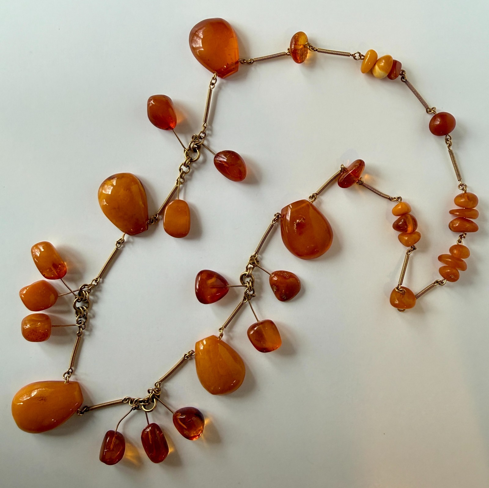 GORG Vintage Natural Egg Yolk Honey Cognac Baltic Amber Necklace 28″ EXC COND