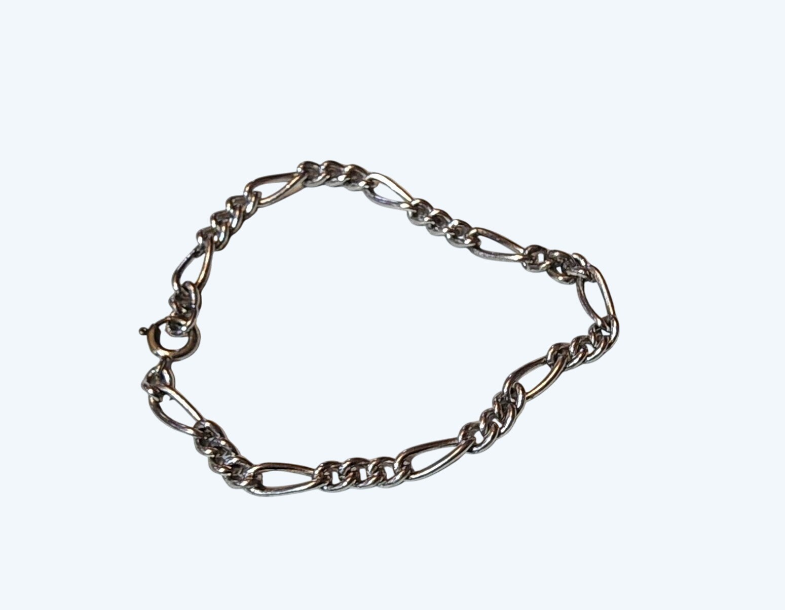 Silver Vintage Figaro Chain Link Bracelet Elegant Jewelry
