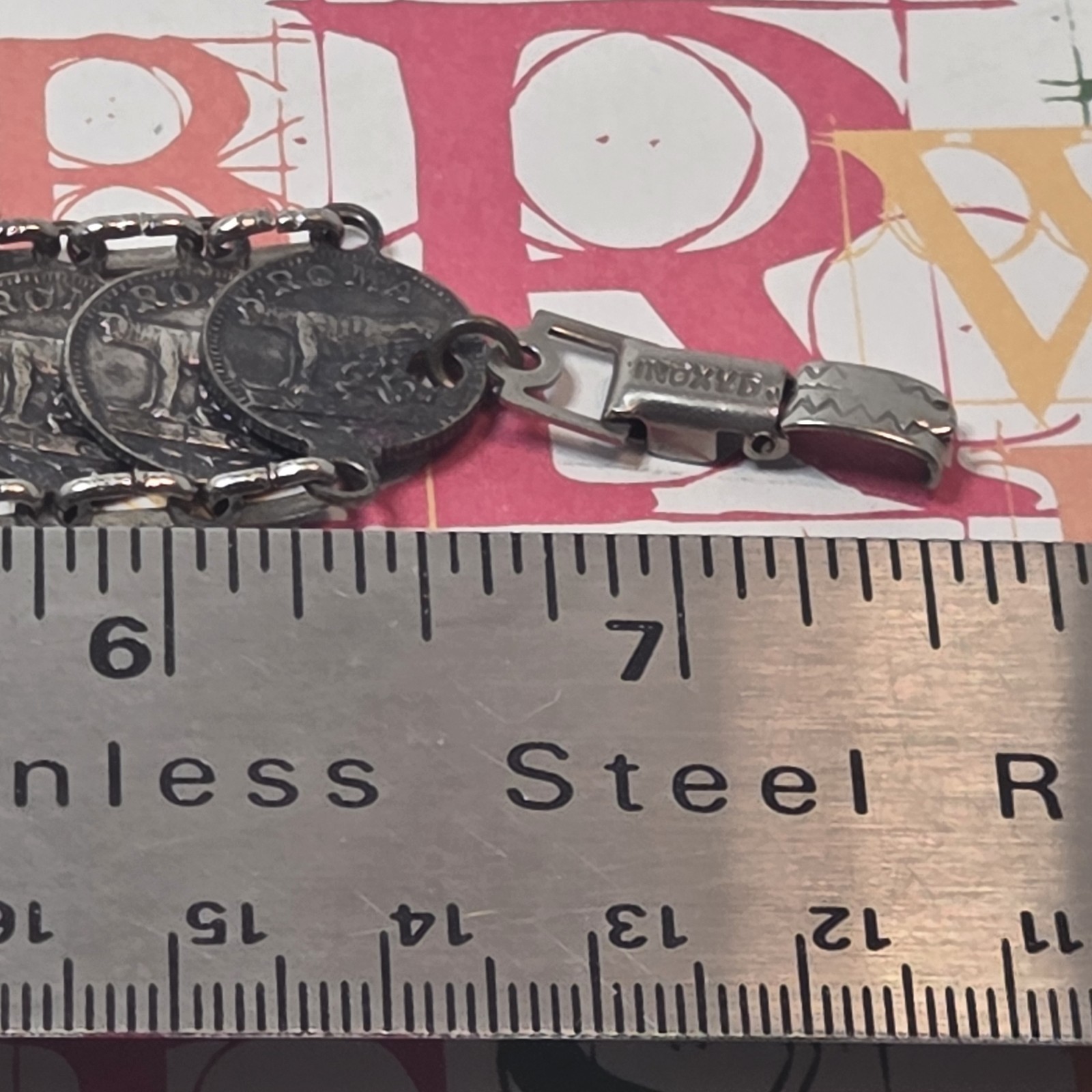 Vtg Roma Italian Coin Souvenir Bracelet Mid Century RomulusRemus St Peters Italy
