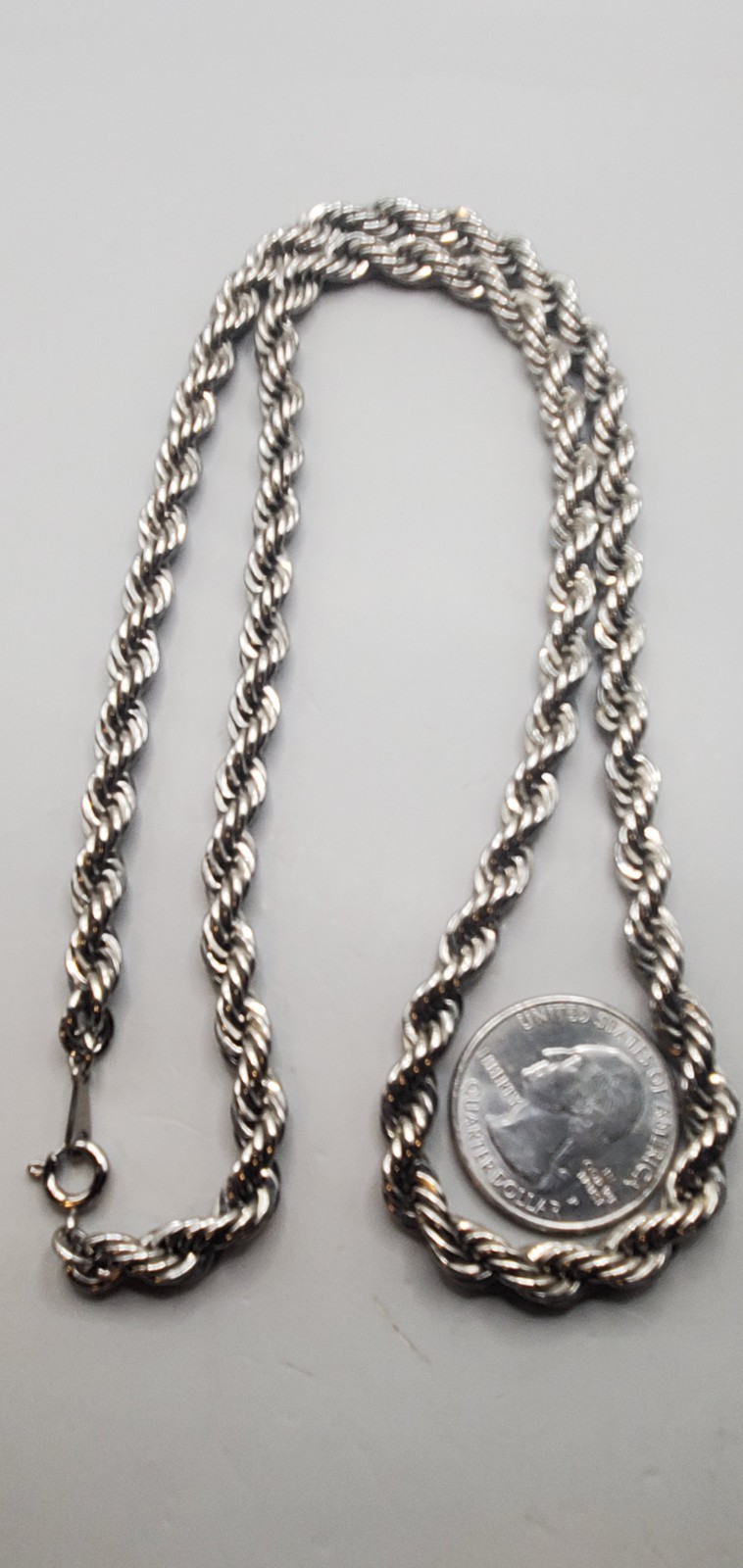 2 Vtg Twisted Rope Chains: Avon Heavy 24″, Silvertone & Black 30″